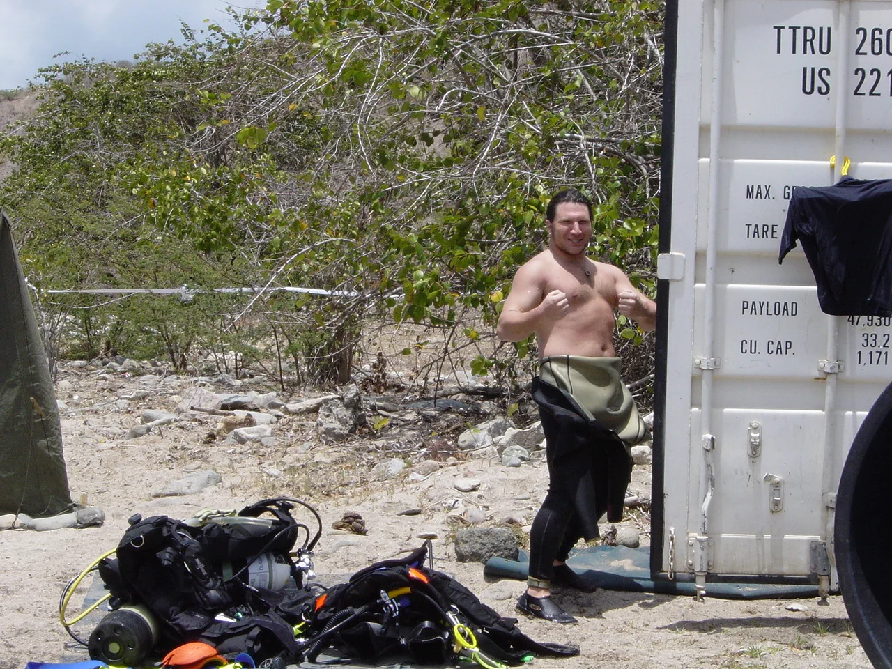 Matthew struts his stuff before a dive