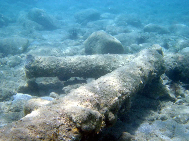 Two of the iron cannons. Five were located