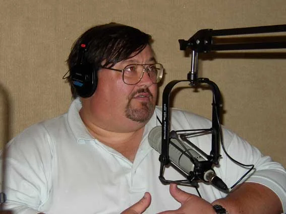 Mick Culling being interviewed on local radio in St Kitts