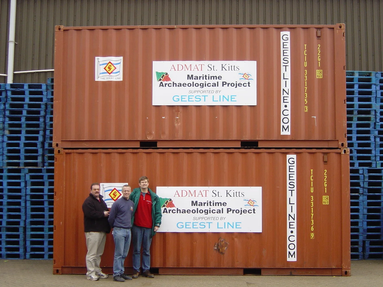 Jeremy Schomberg, Andrey Shrimpton and Simon Spooner with the fully loaded Geest Containers going to St Kitts.