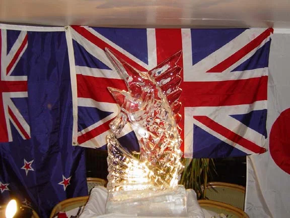 An excellent ice sculpture in the dining room