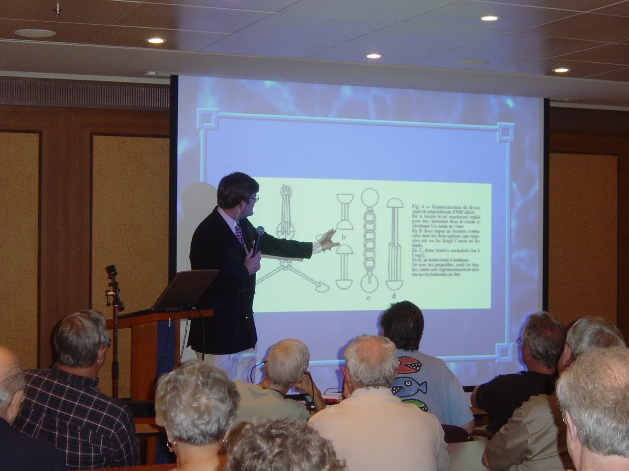 Simon explains ship's armament and in particular bar and chain shot