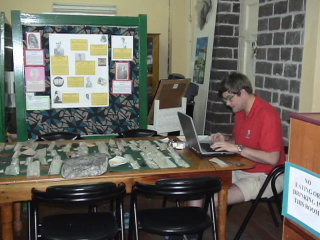 Simon hard at work recording the artefacts which have finished conservation