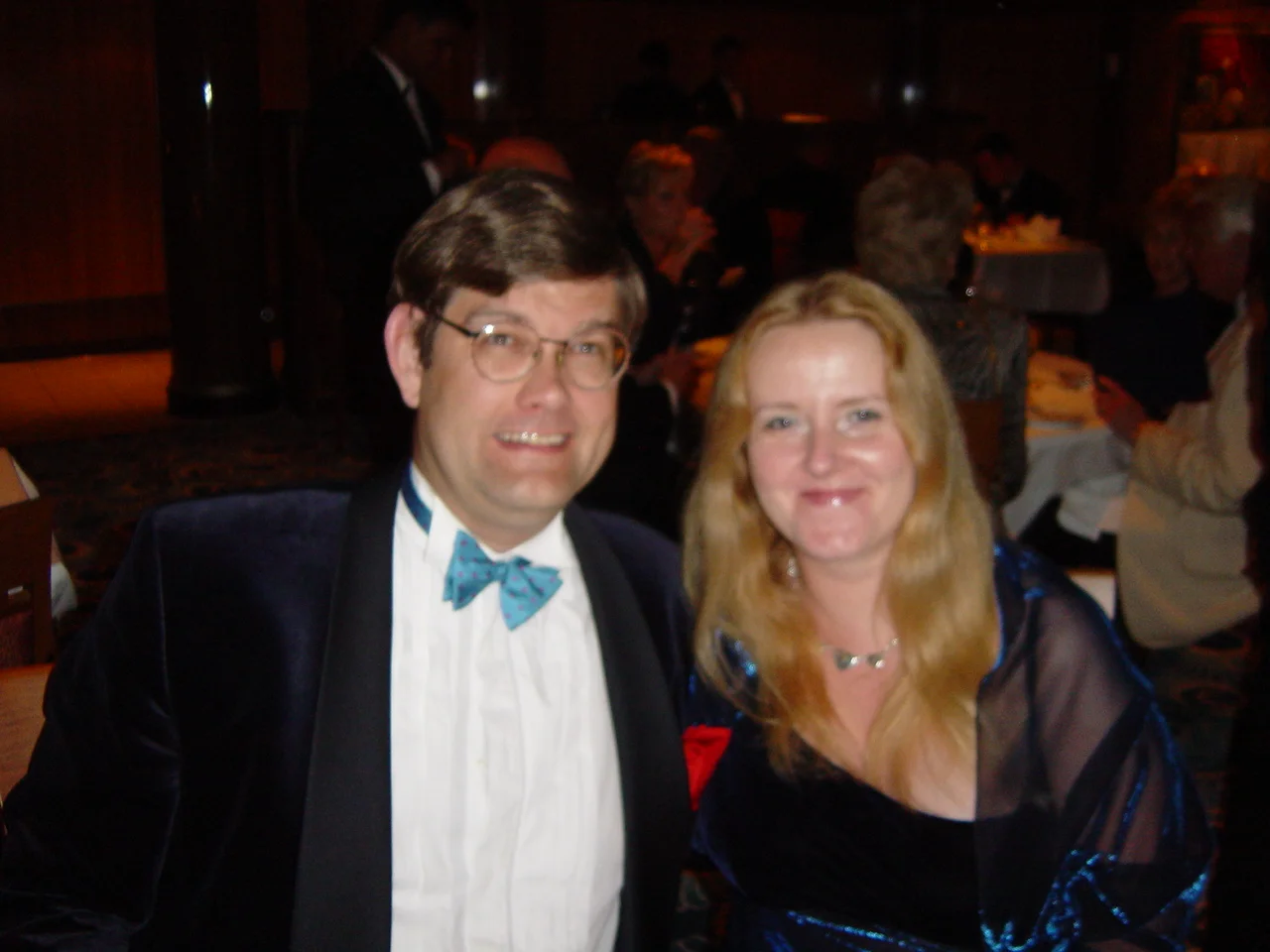 Simon and Christine dressing for dinner