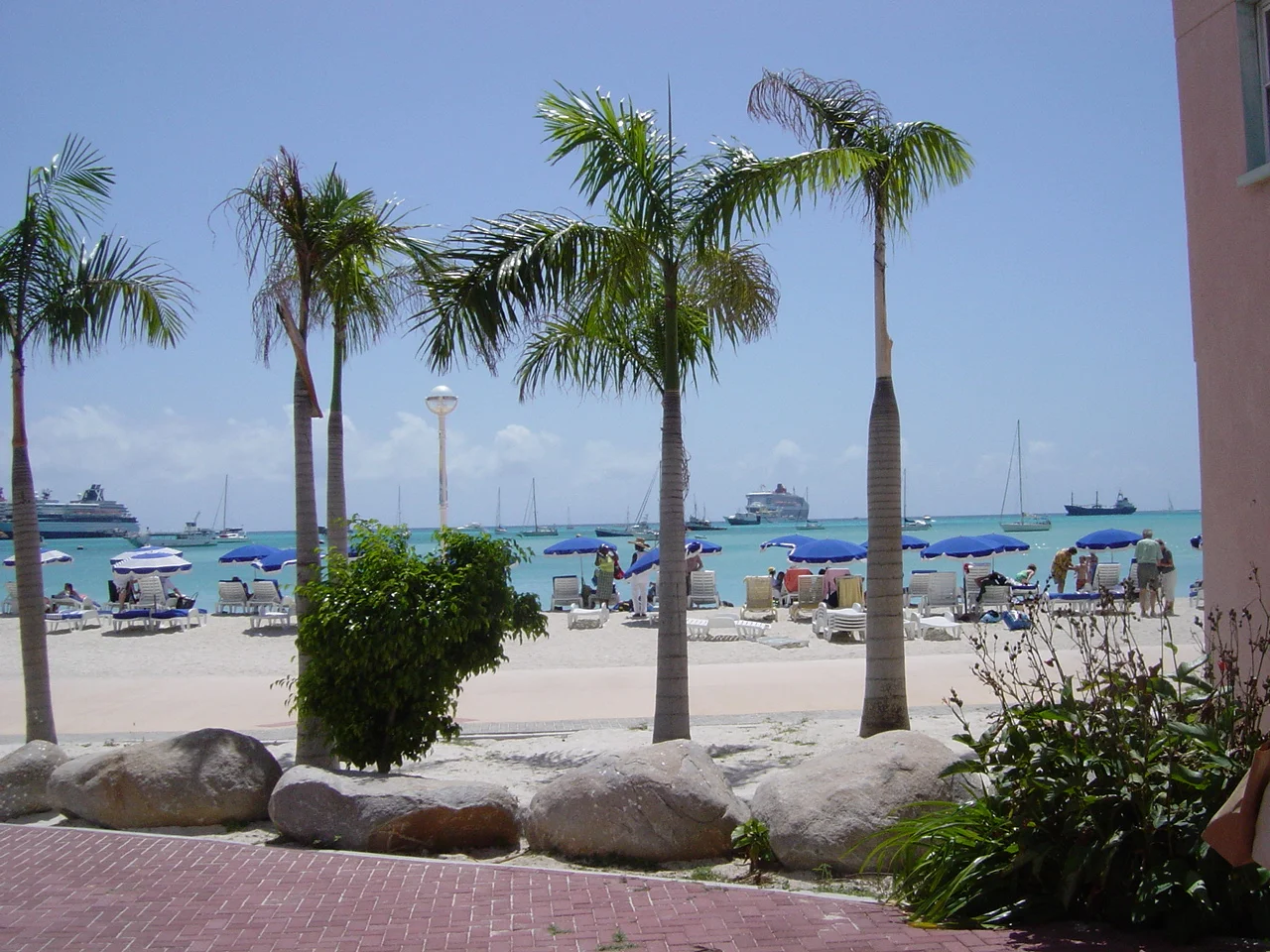 The main beach off the port at St Maartin