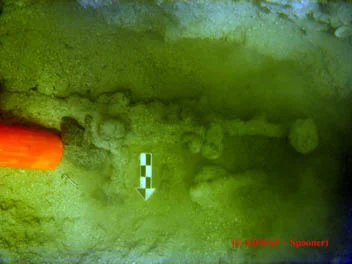 The barrel was uncovered over 1 meter below the keel