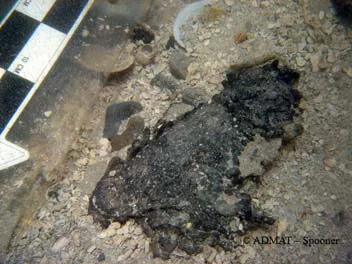 Molten lead, probably created by the fire onboard after the wrecking