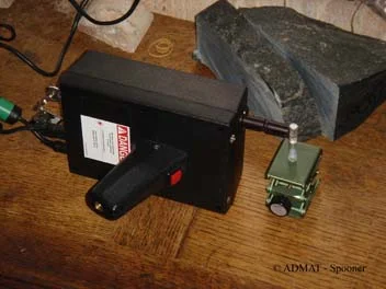 The RAMAN Microprobe being tuned to known frequency on test subject prior to analysis of artefact