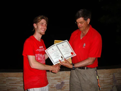 Connor Grzesiak receiving ADMAT’s Underwater Survey Diver and Proton Magnetometer Diver Course certificates