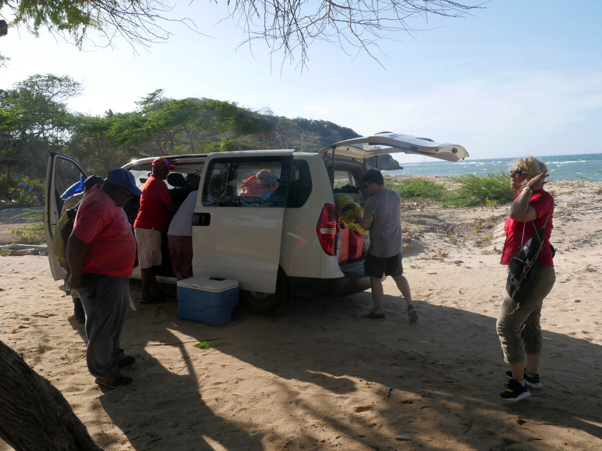 I think we need a larger van….. a days equipment being: 20 tanks, 8 sets of dive kit, geophysical equipment, survey equipment, photographic and filming unit equipment, food, water, coolers, medical kit, O2, 8 sets of weights, 10 gallons of petrol, a
