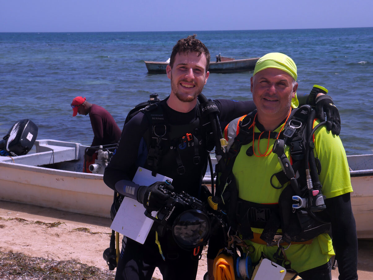 Connor Grzesiak and Raimund Krob after a successful dive.