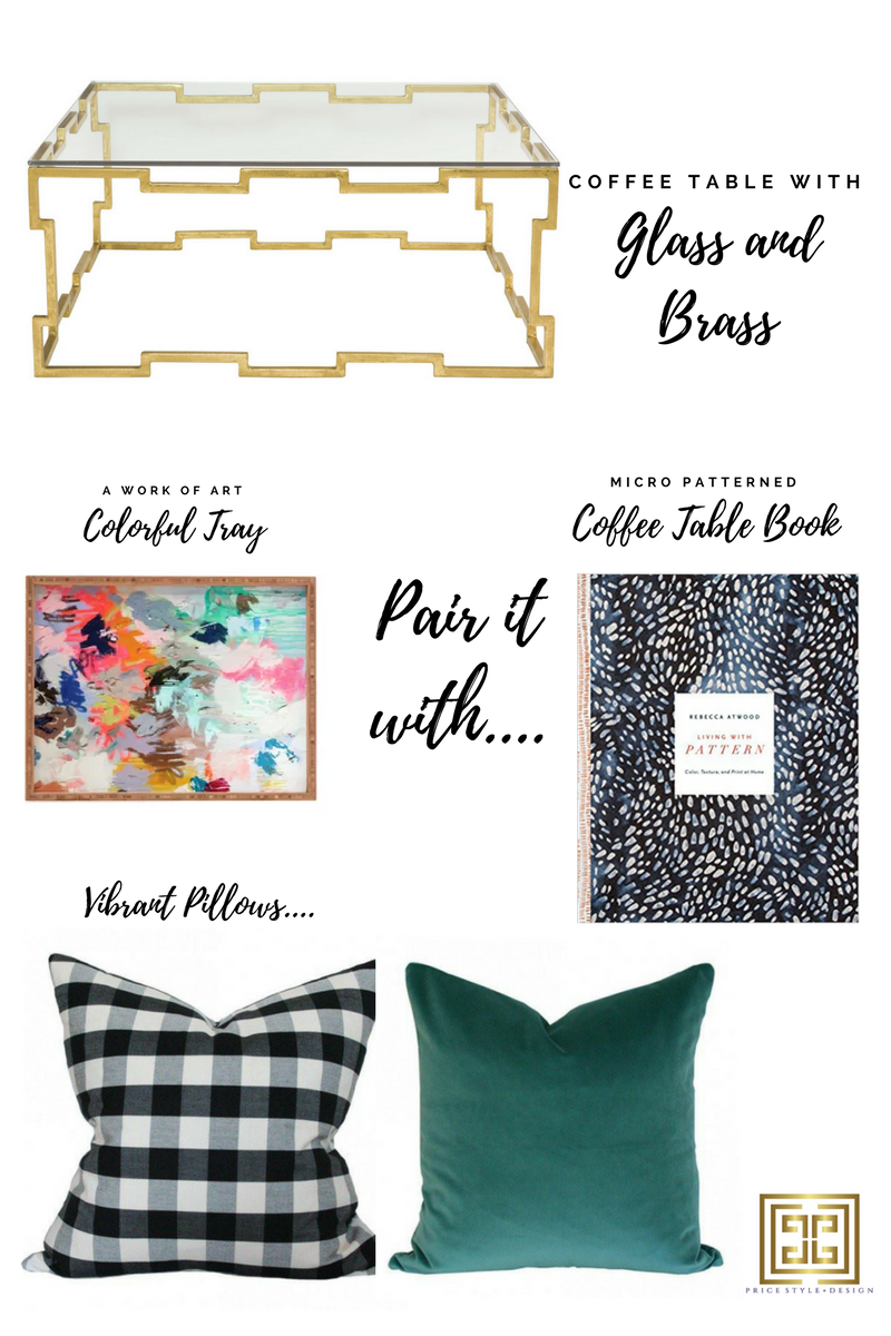 Click on these links for more information or to purchase: Coffee Table // Tray // Coffee Table Book // Buffalo Check Pillow // Teal Pillow