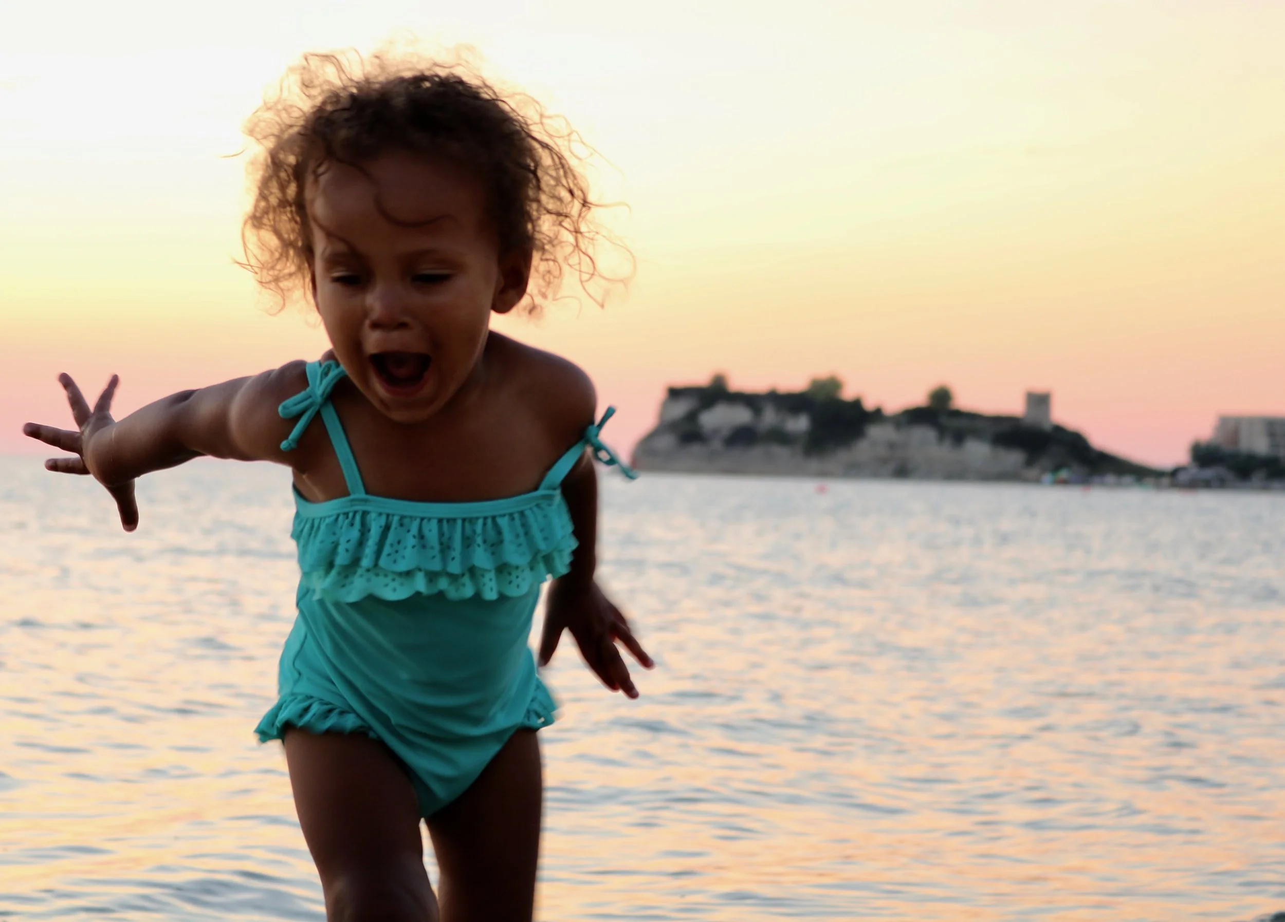 Lily at the beach outside Thessaloniki at Sunset (photo cred: Michael Jeje)