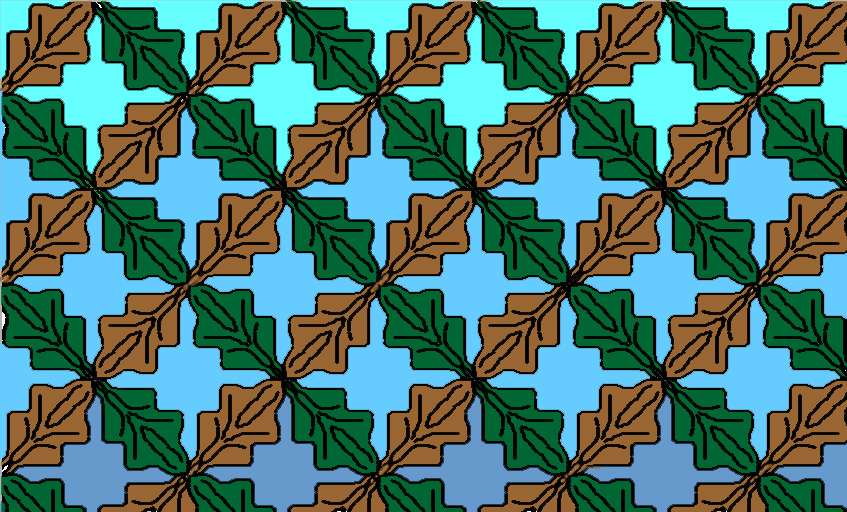  &nbsp;A few years ago, I played around making tessalations with a free program called Tess. It's still around, but now you have to pay for it. &nbsp;This one is called Oak Leaves. 