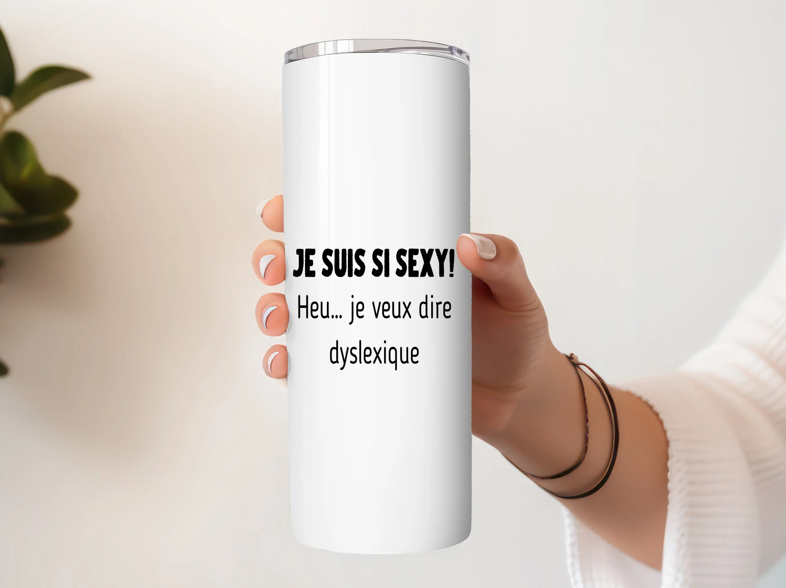 Verre isotherme 20 oz avec paille – Sexy… dyslexique