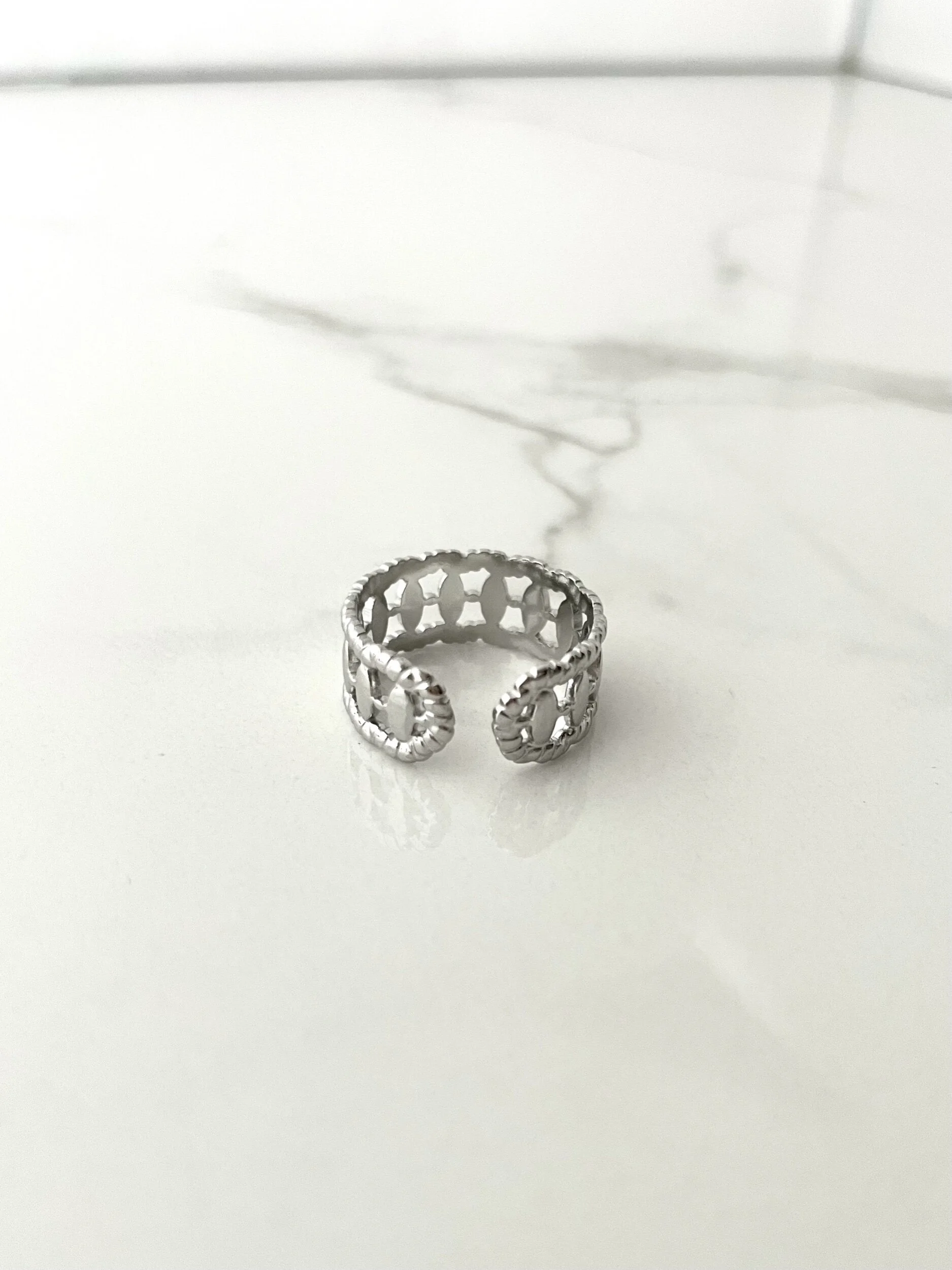 Bague Bohème Ajustable En Acier Inoxydable – Finition Argentée – Sans Emballage