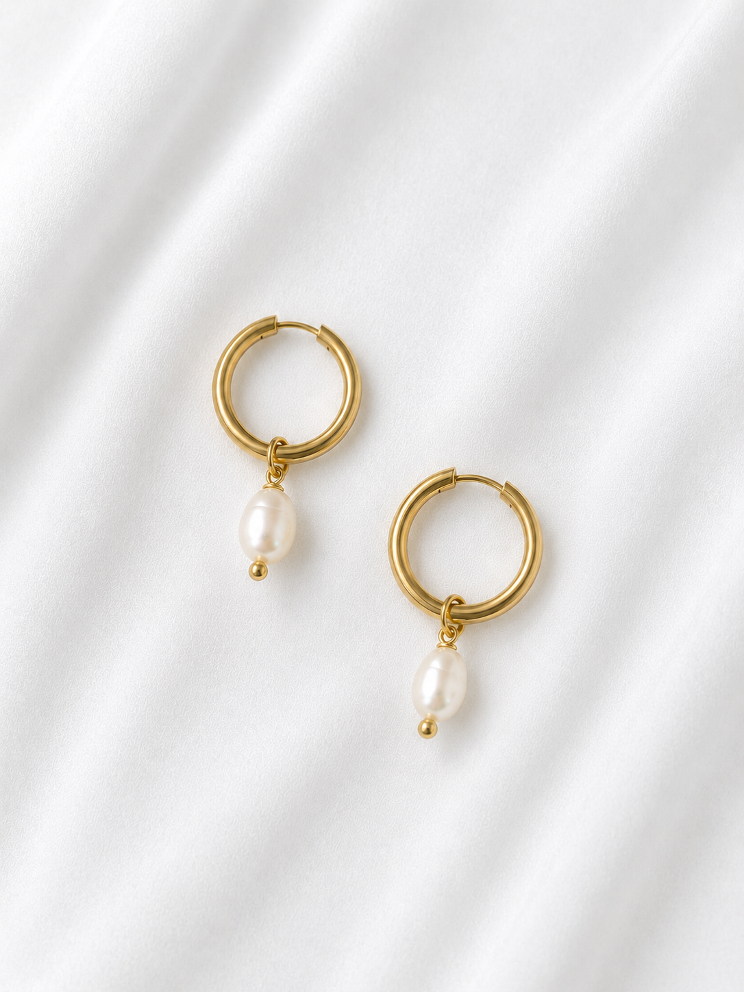 Boucles d’oreilles dorées avec perles d’eau douce en acier inoxydable - Tokade