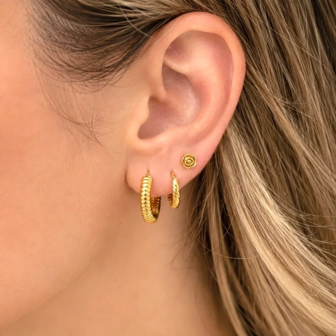 Trio de boucles Flo dorées