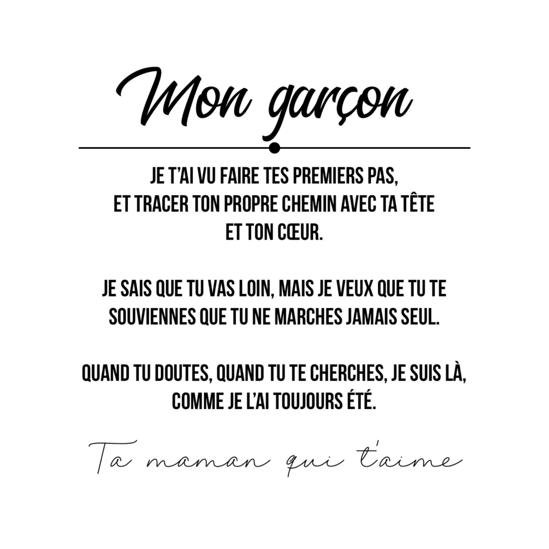 Boîte cadeau avec le message imprimé « Mon garçon ».