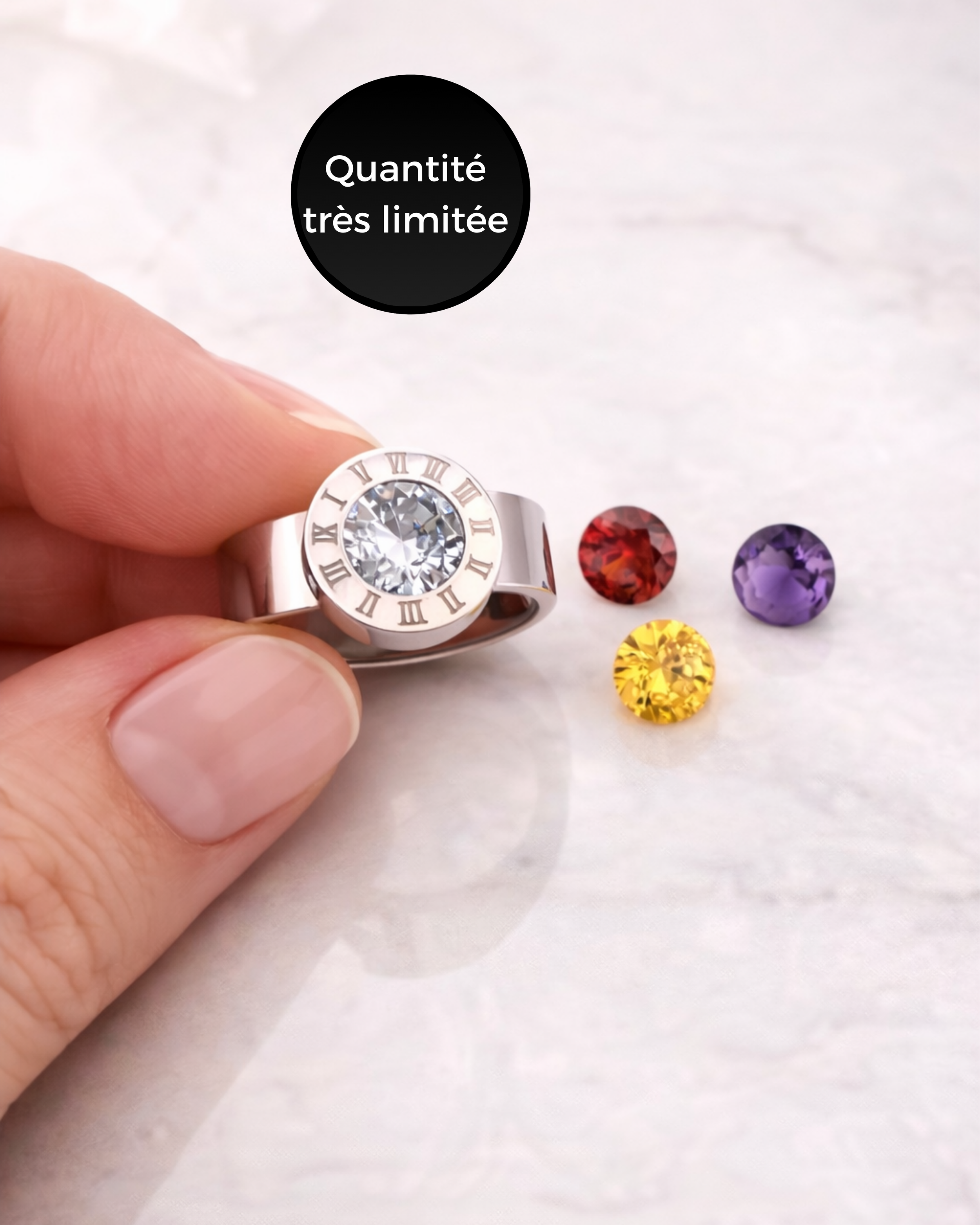 Bague avec pierres interchangeables