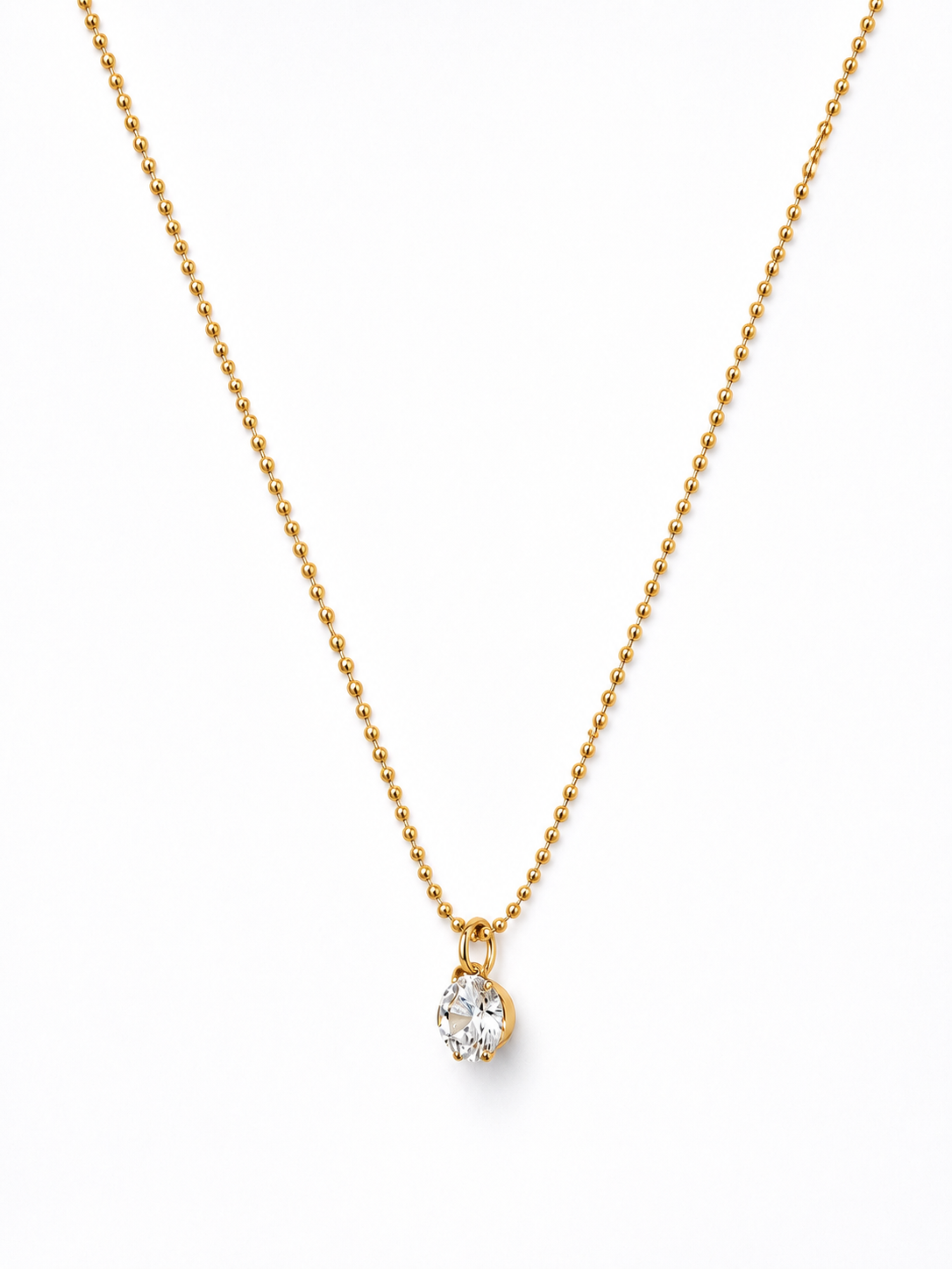 Collier doré minimaliste en acier inoxydable avec pendentif zircon brillant - Tokade