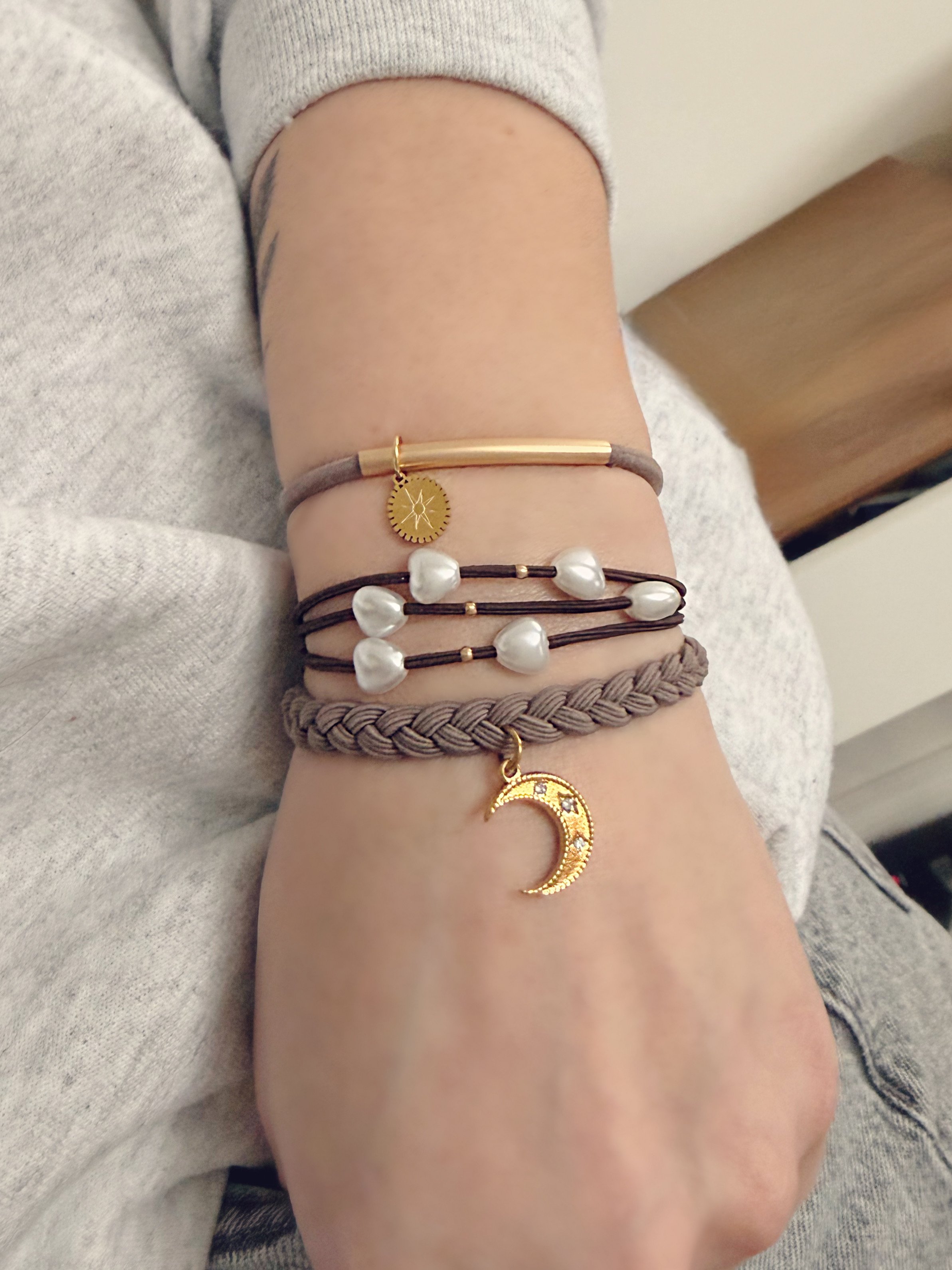 Lot de 3 élastiques à cheveux/Bracelets bruns et noirs