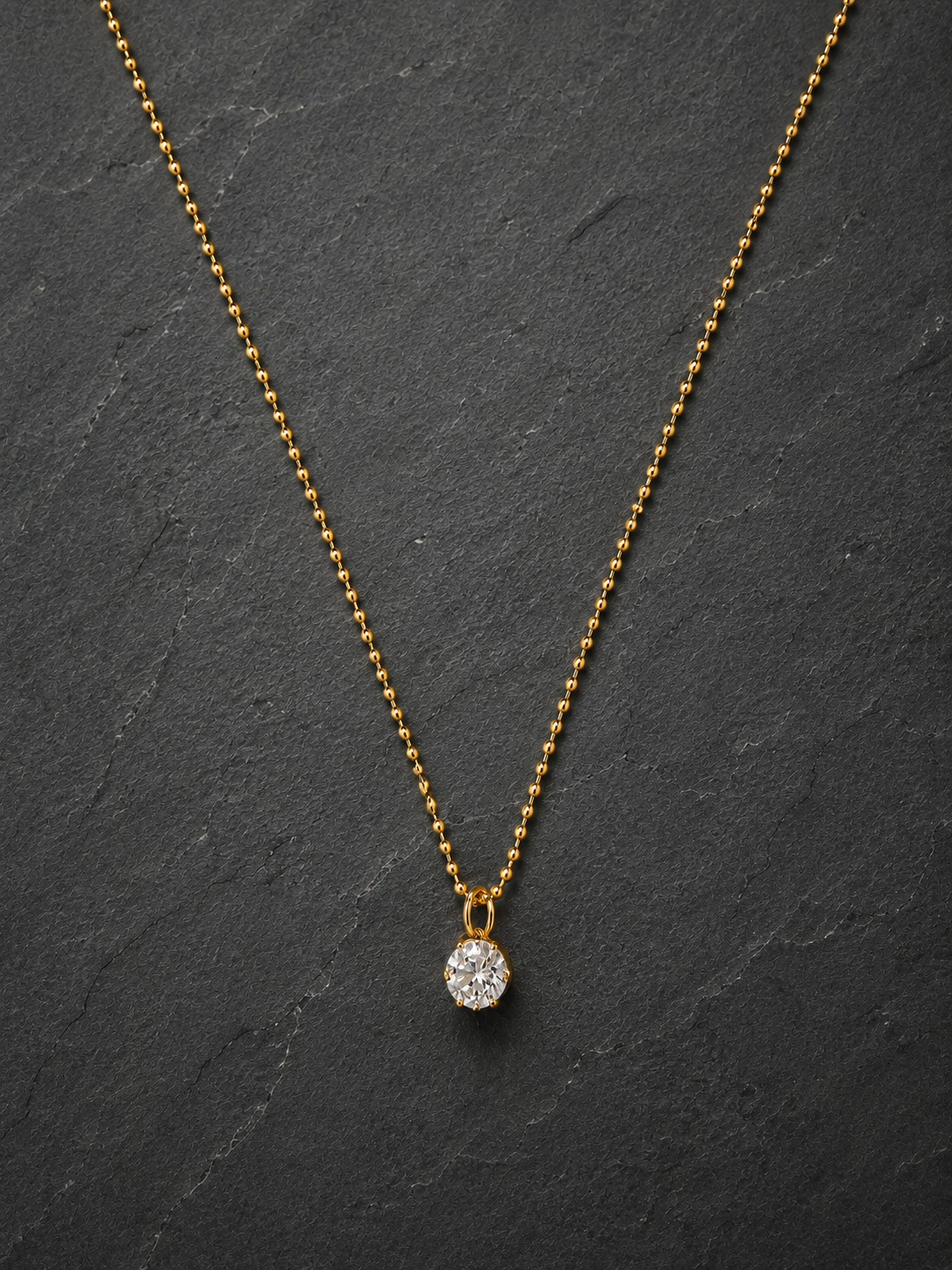 Collier doré minimaliste en acier inoxydable avec pendentif zircon brillant -Tokade