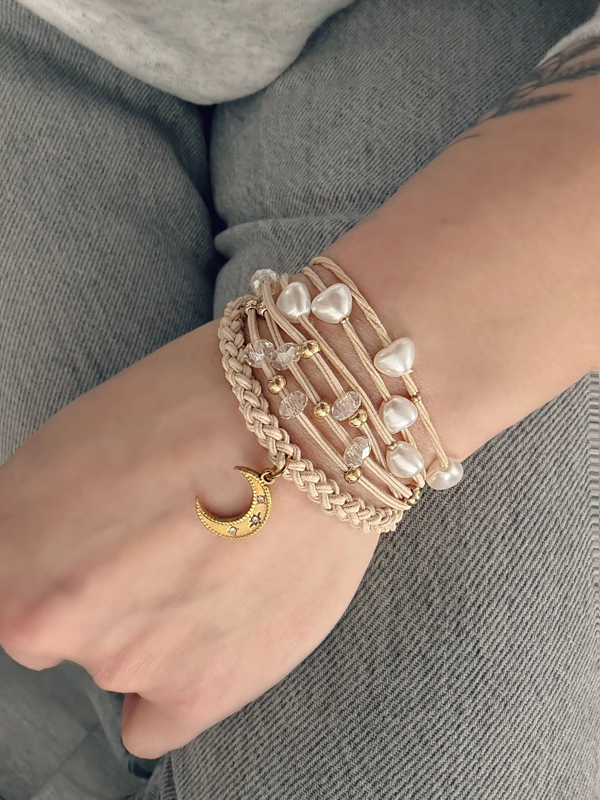 Lot de 3 élastiques à cheveux/Bracelets beiges