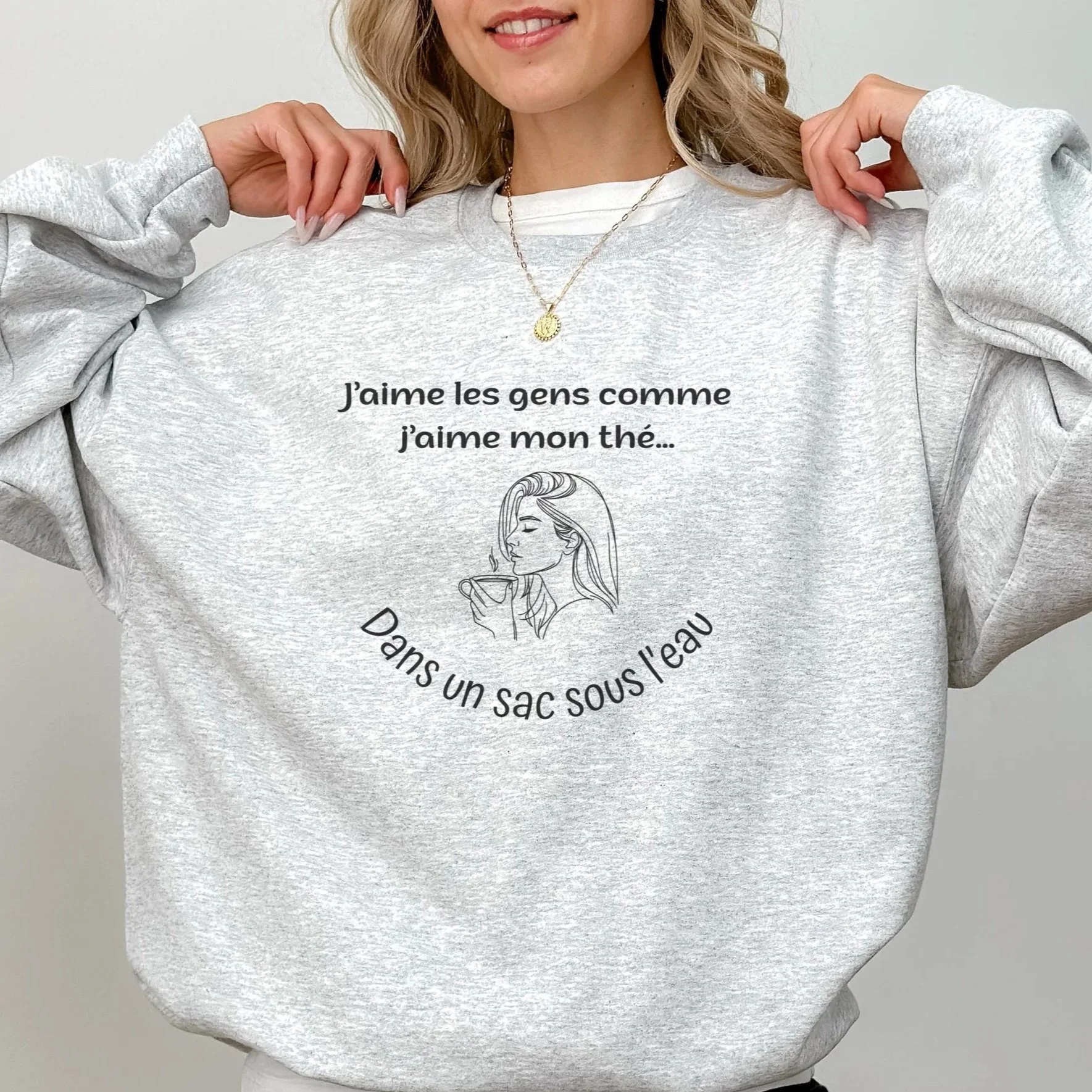 Coton ouaté "J’aime les gens comme j’aime mon thé…Dans un sac sous l’eau "