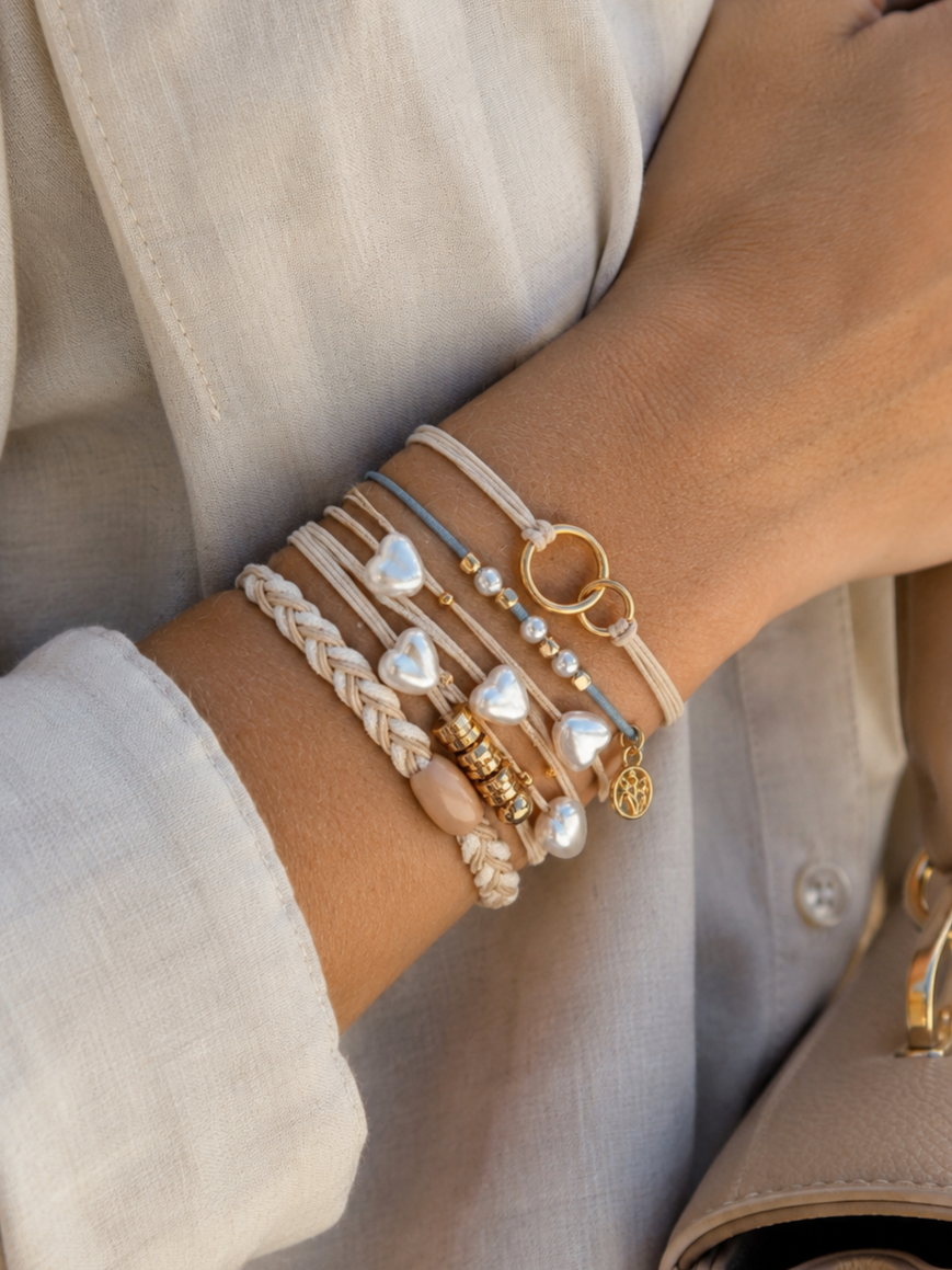 Lot de 5 élastiques à cheveux - Bracelets – Perles et détails dorés