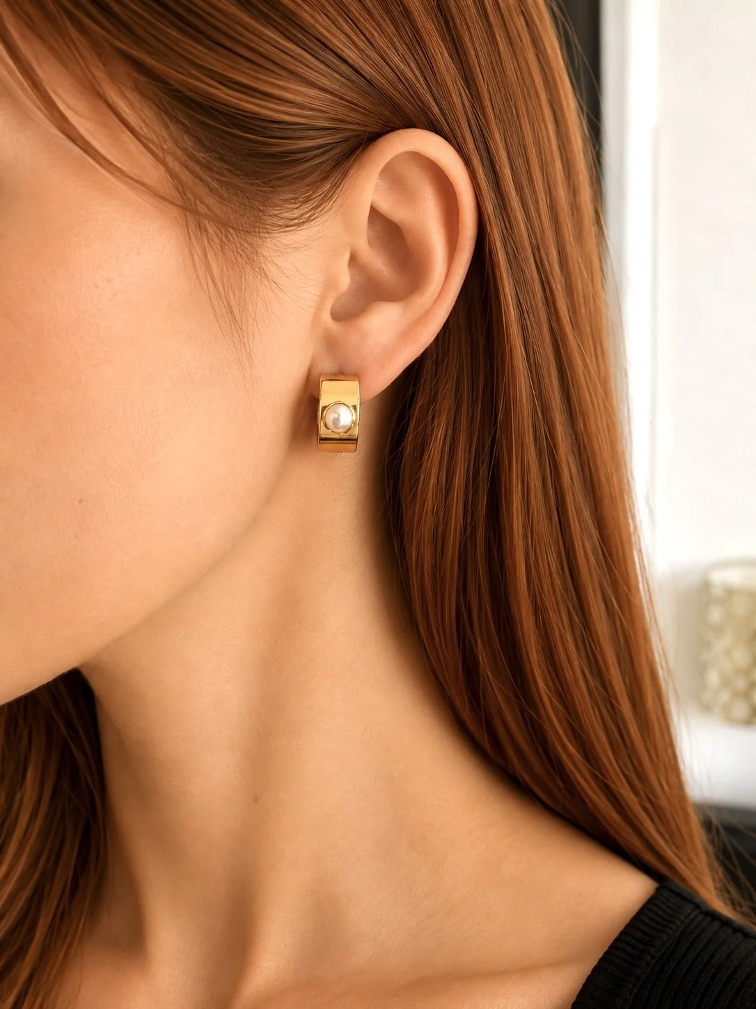 Boucles d’oreilles Halie dorées avec perles en acier inoxydable - Tokade