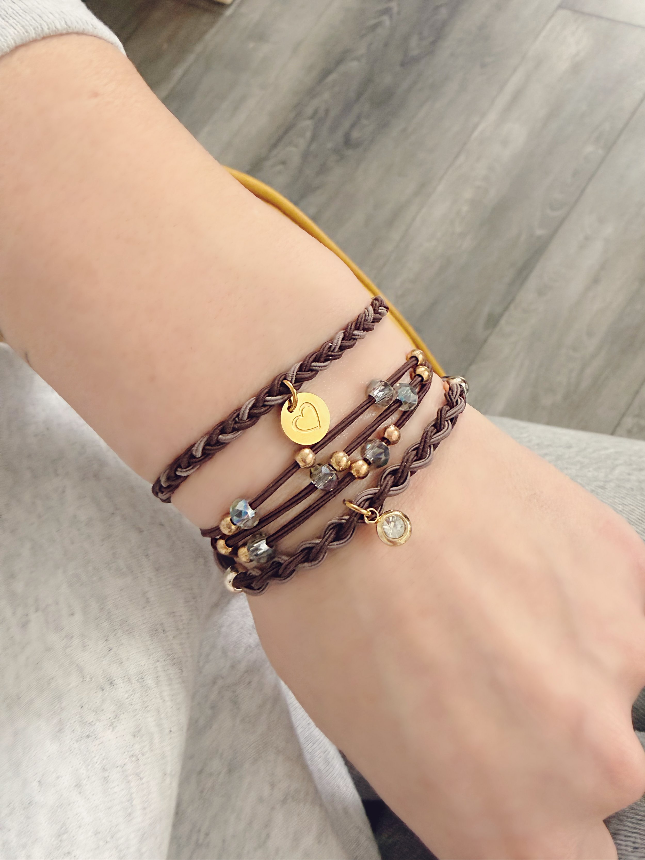 Lot de 3 élastiques à cheveux/Bracelets bruns