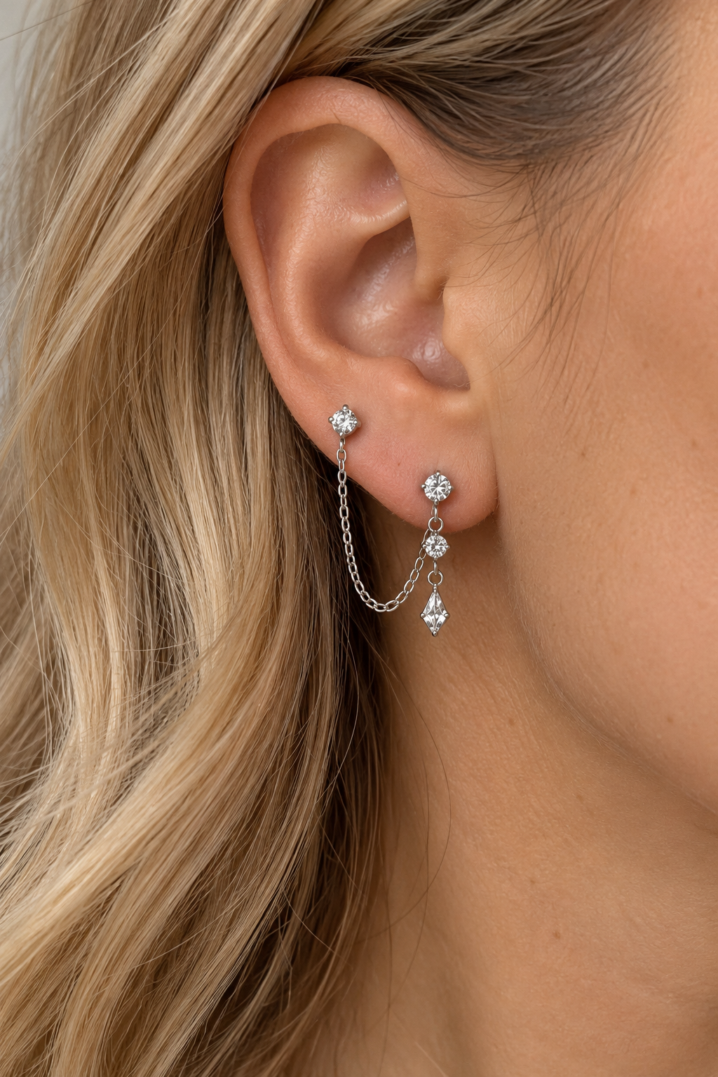 Boucles double Akina argentées