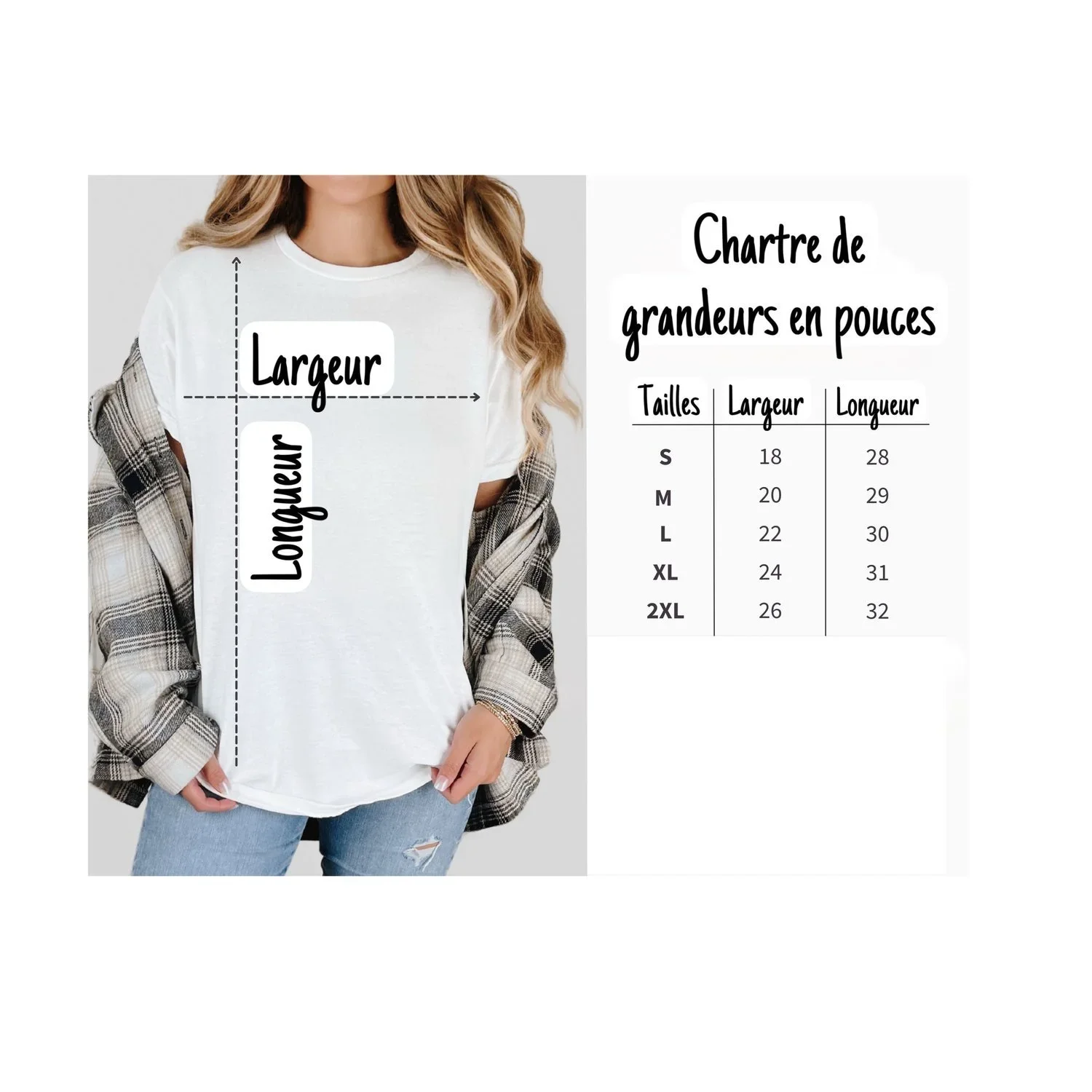 Image de chandail avec Chartre de grandeur Tokade