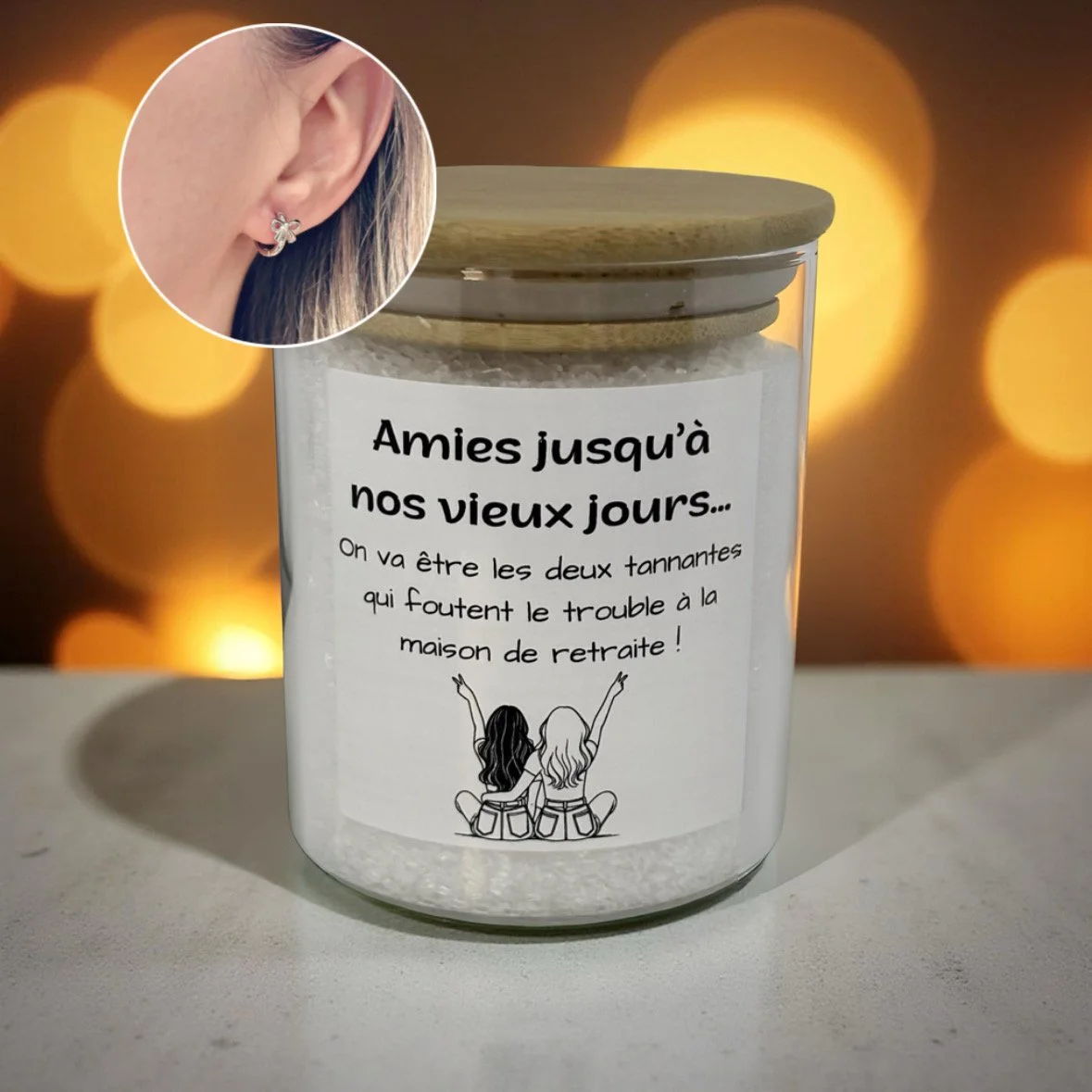 Sel de bain cadeau amitié Amies jusqu’à nos vieux jours Tokade