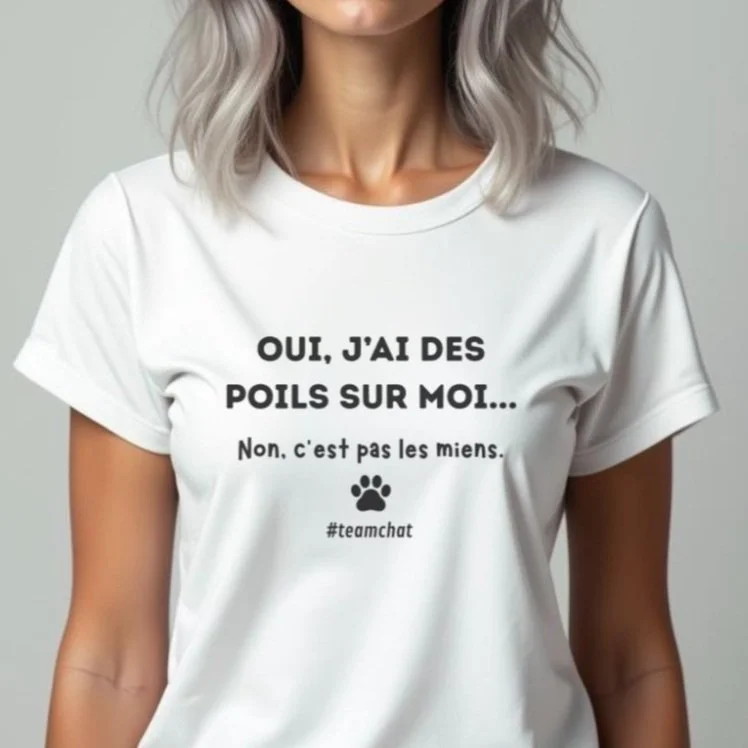 Chandail "Oui j’ai des poils sur moi…non c’est pas les miens" #Teamchat