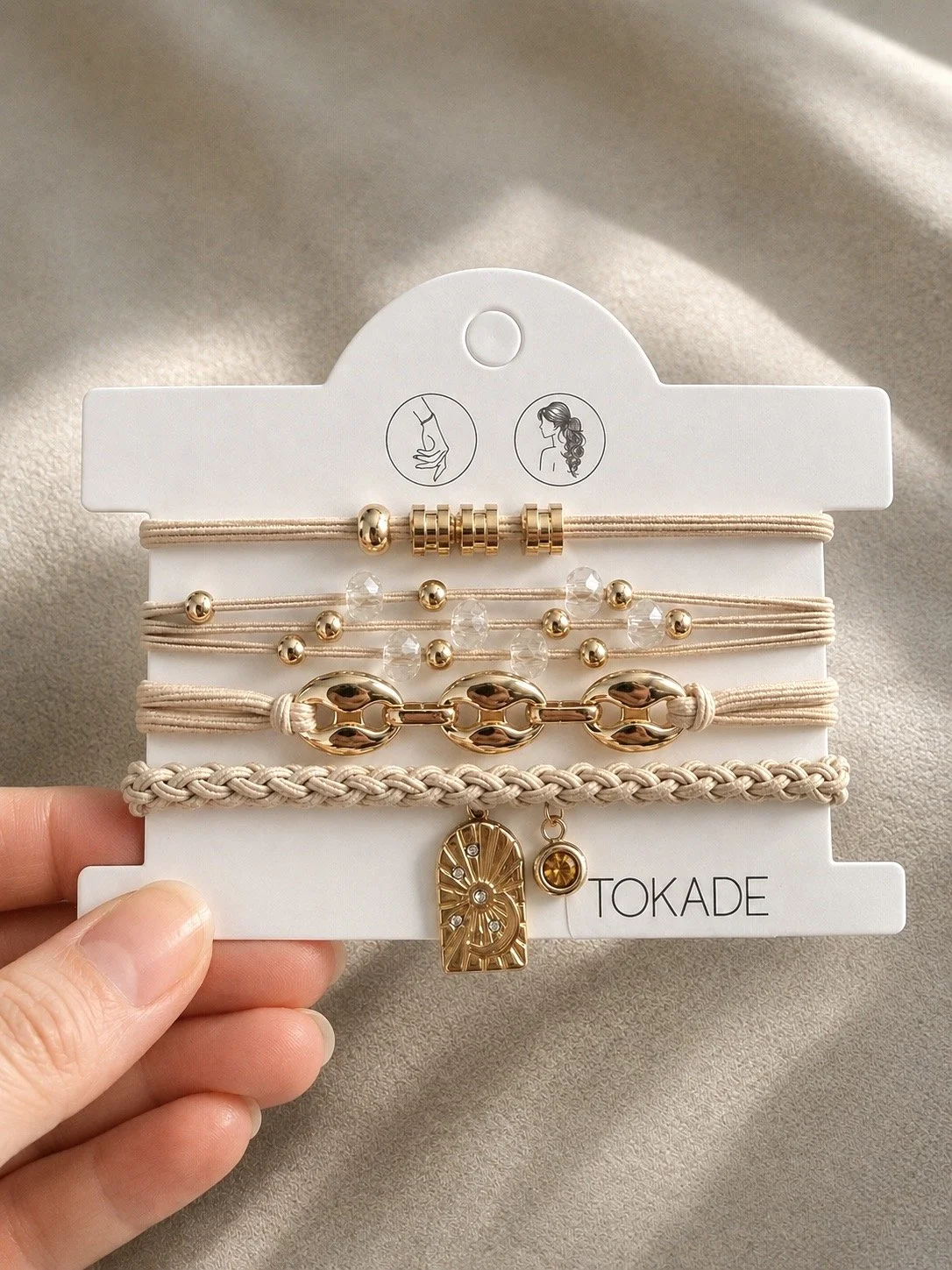 Lot de 4 élastiques pouvant être portés comme bracelets -Tokade