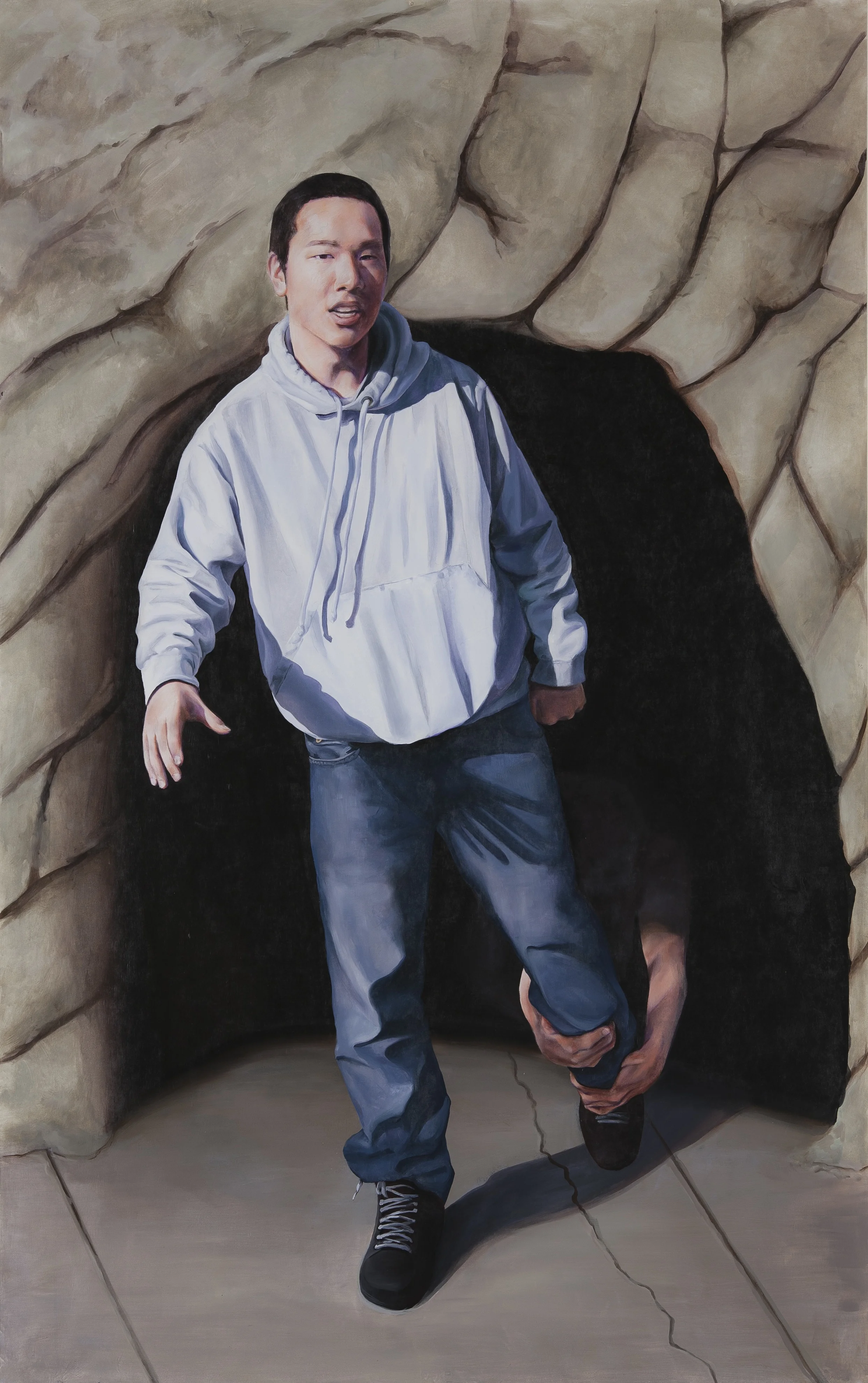 Darren Acrylic and oil pastel on non-woven media, 8'x5'