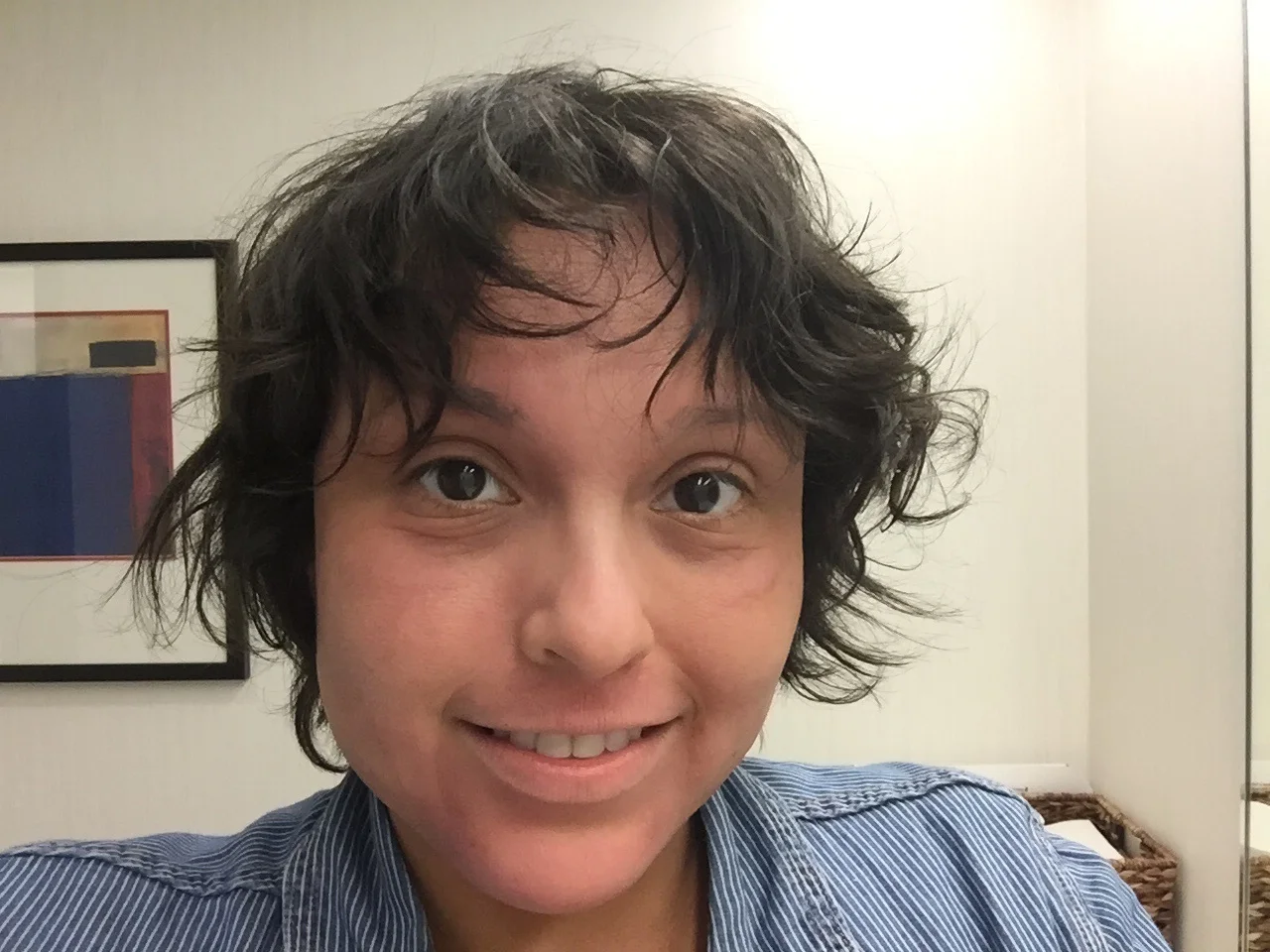 Yesterday. Those who don't know me may think this is what I always look like, but not so! There are bags and lines under my eyes, my eyes look smaller altogether, my complexion is worse, and I just look like a bigger mess in a can't-put-your-finger-on-it way.