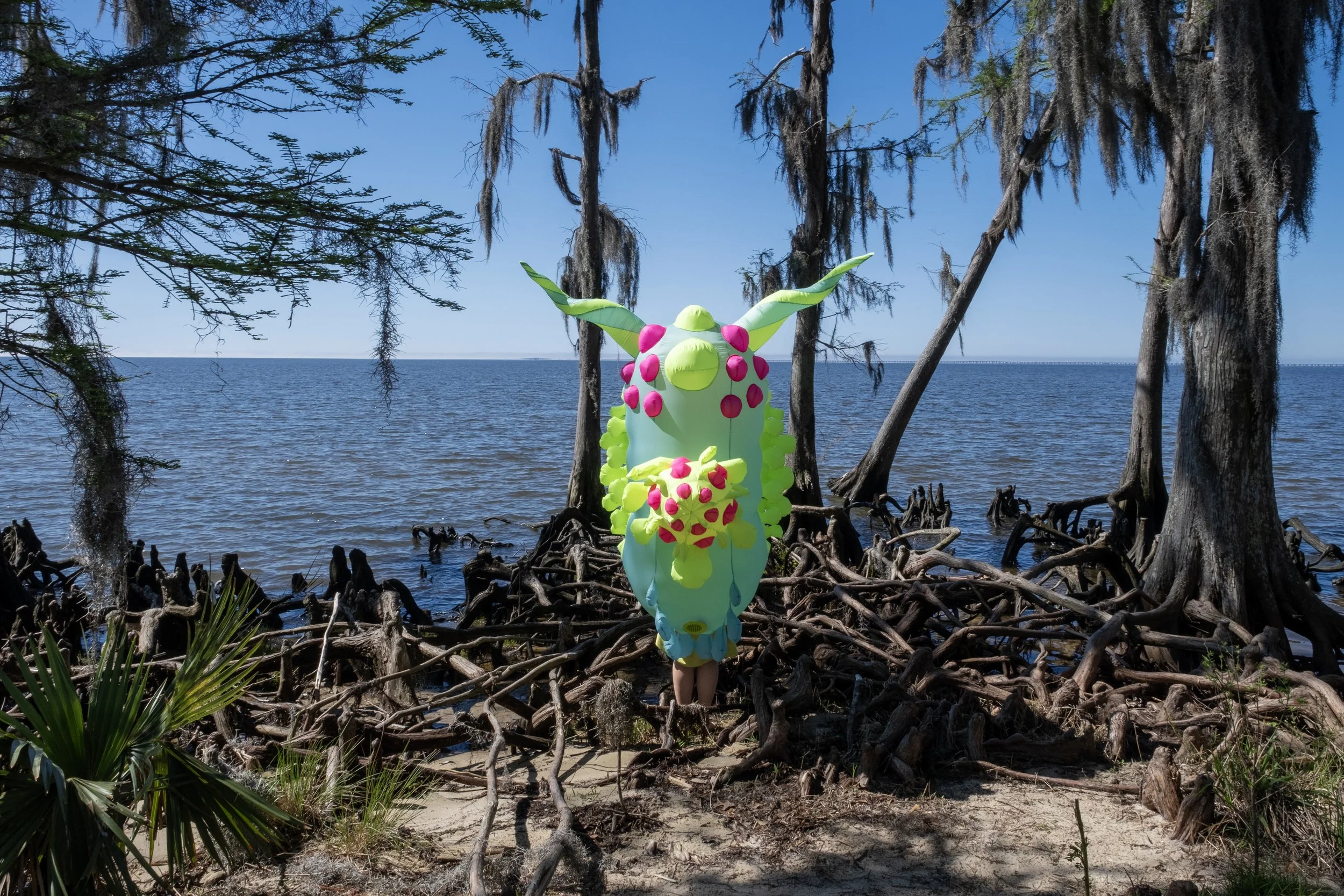  Sea Slug Slime Monster Inflatable by Nicole Banowetz in New Orleans Swamp 