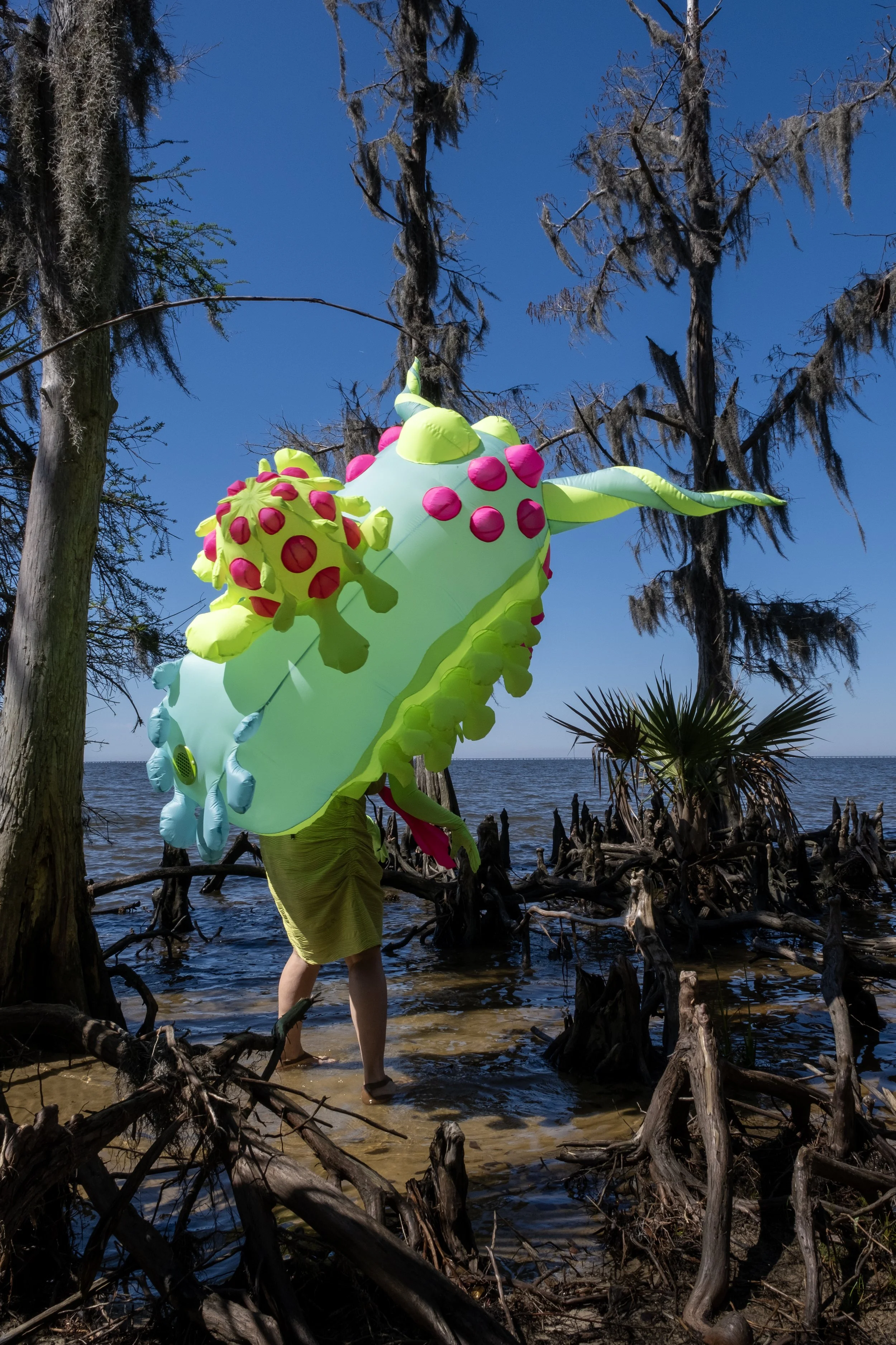 Sea Slug Slime Monster Inflatable by Nicole Banowetz in New Orleans Swamp