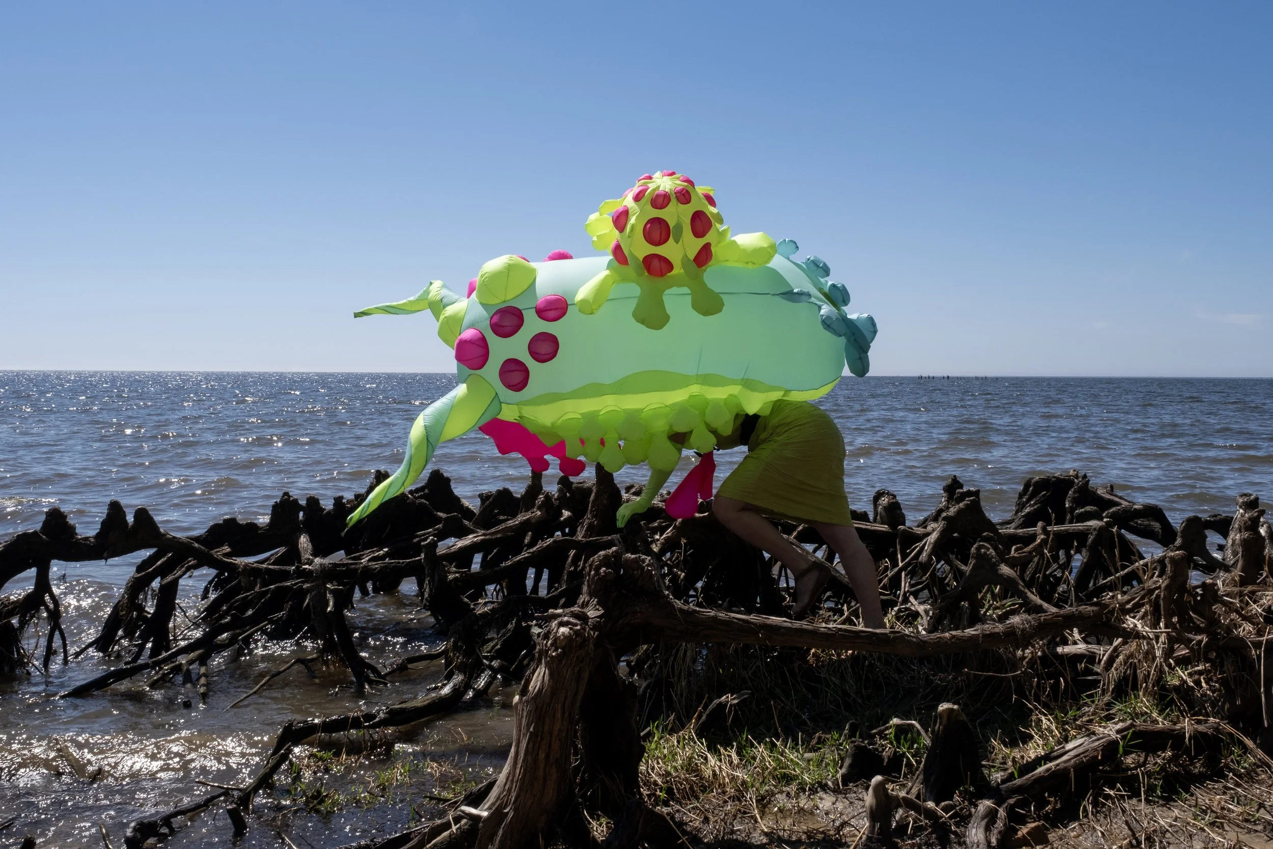Sea Slug Slime Monster Inflatable by Nicole Banowetz in New Orleans Swamp