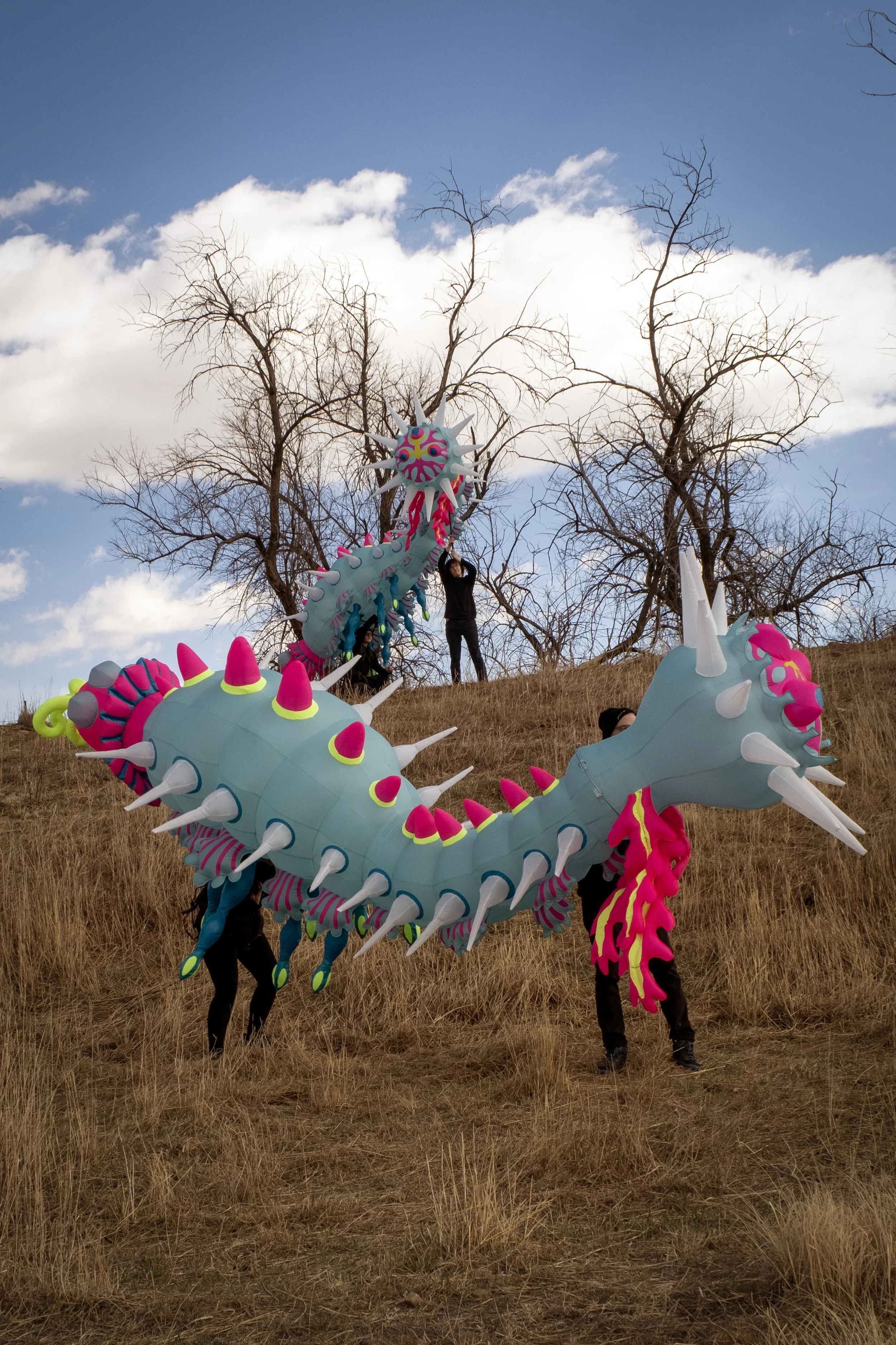 inflatable worm puppet meow wolf