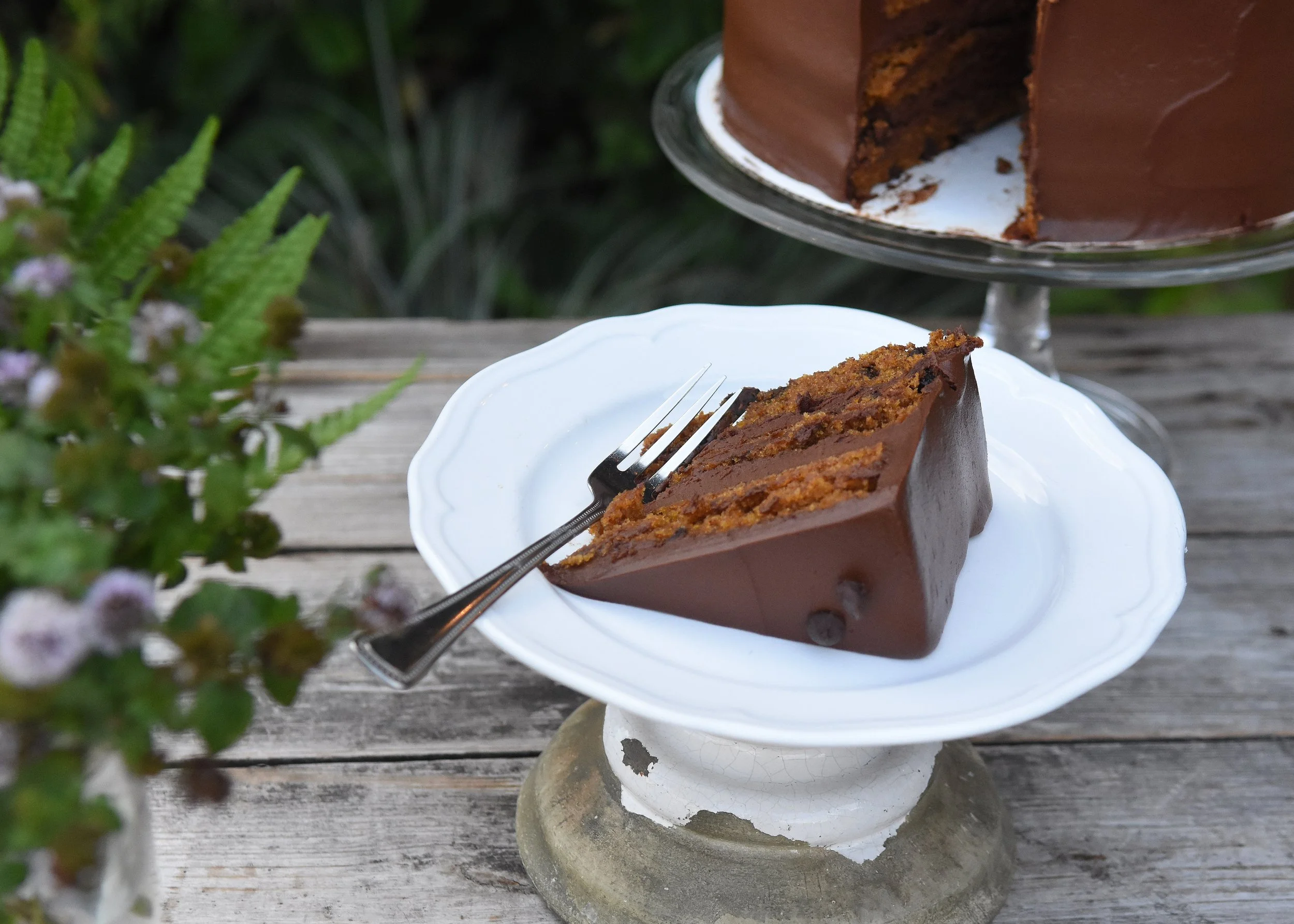 Pumpkin Chocolate Chip Cake with Chocolate Icing