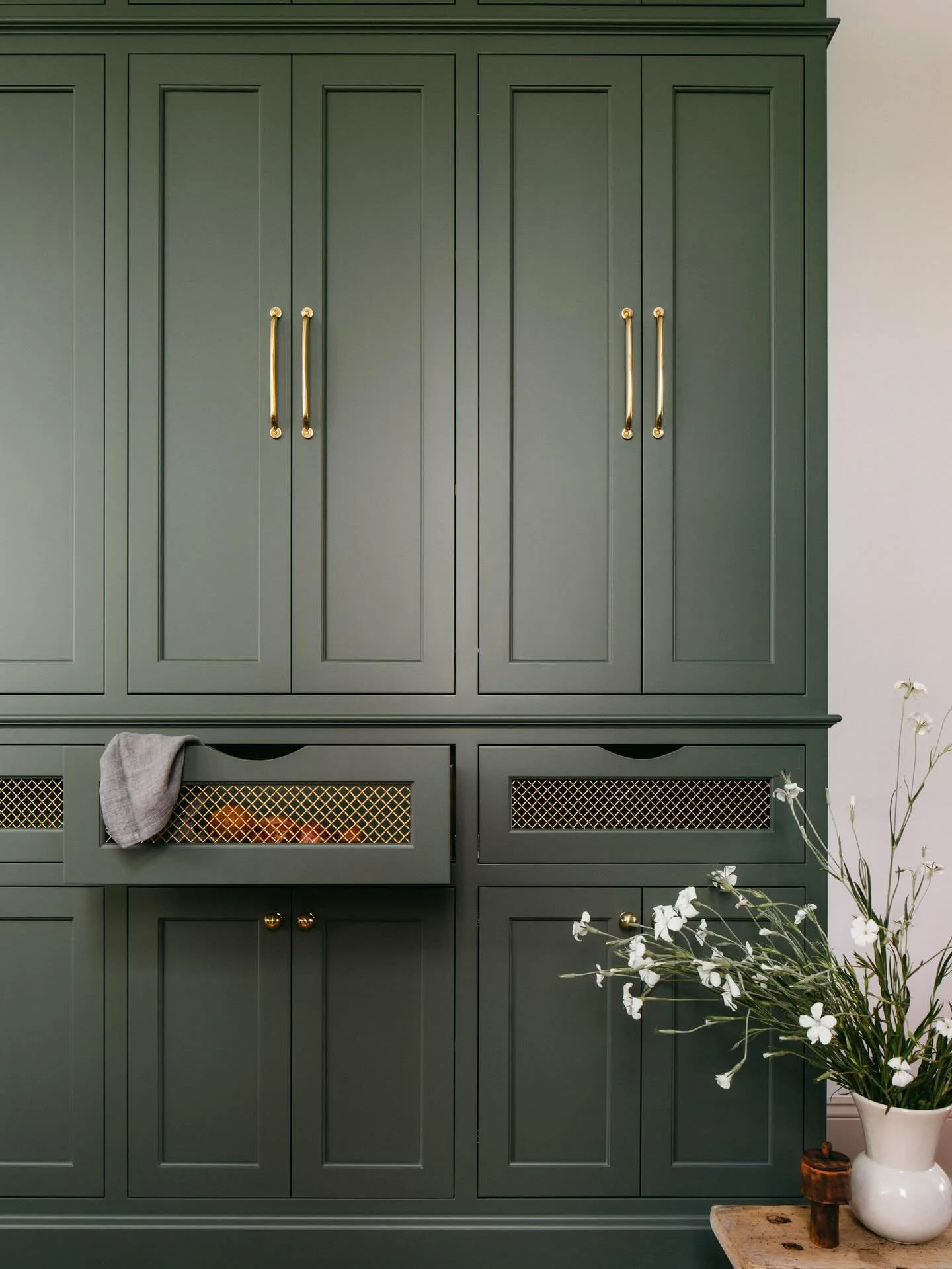 Rather than a separate pantry space, our clients wanted their new kitchen to feel open and accessible. We designed this custom pantry to be beautiful obviously but also a functional space for dry goods and perishables. We love to see the vision becom