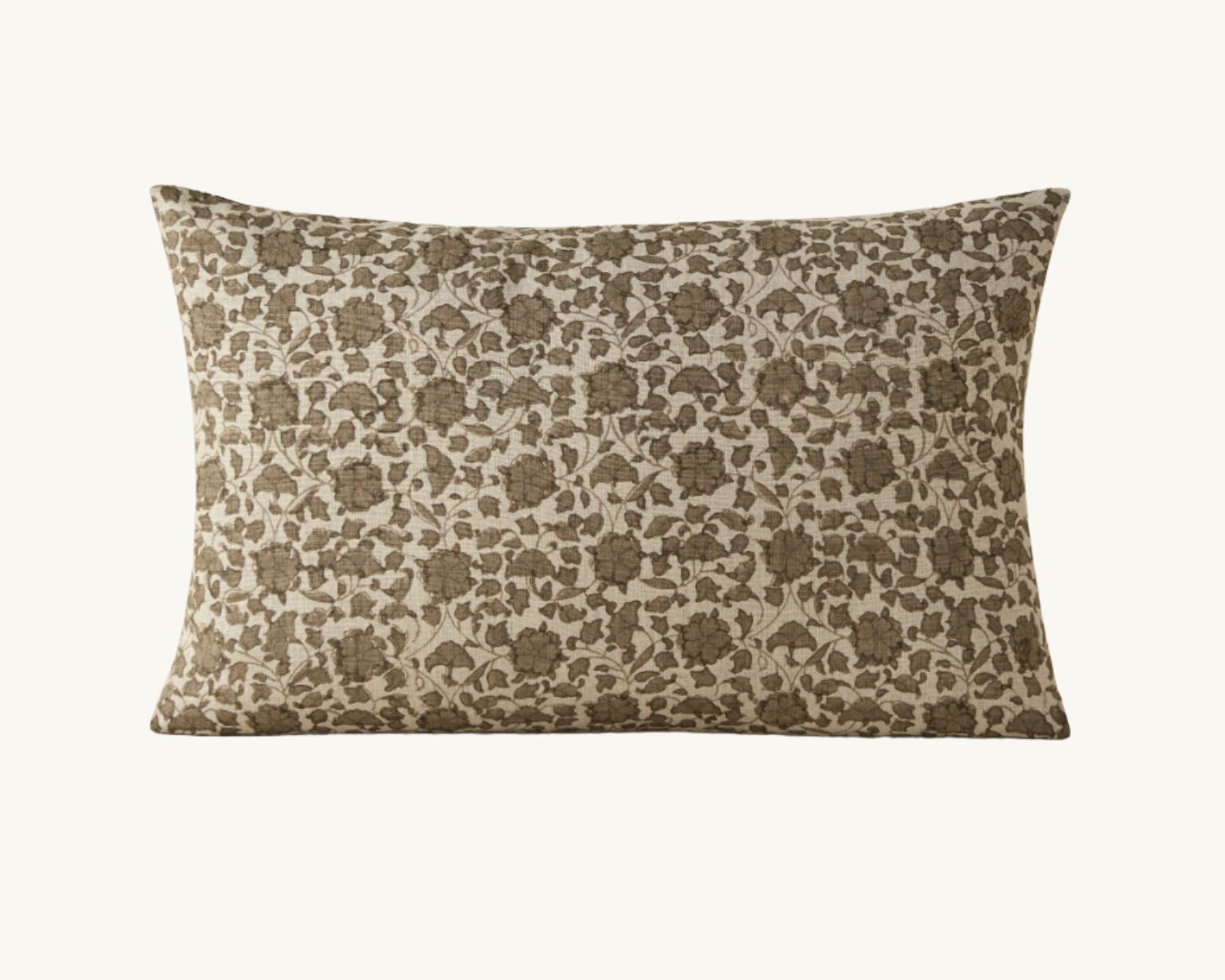 patterned pillow with green brown design linen lumbar pillow