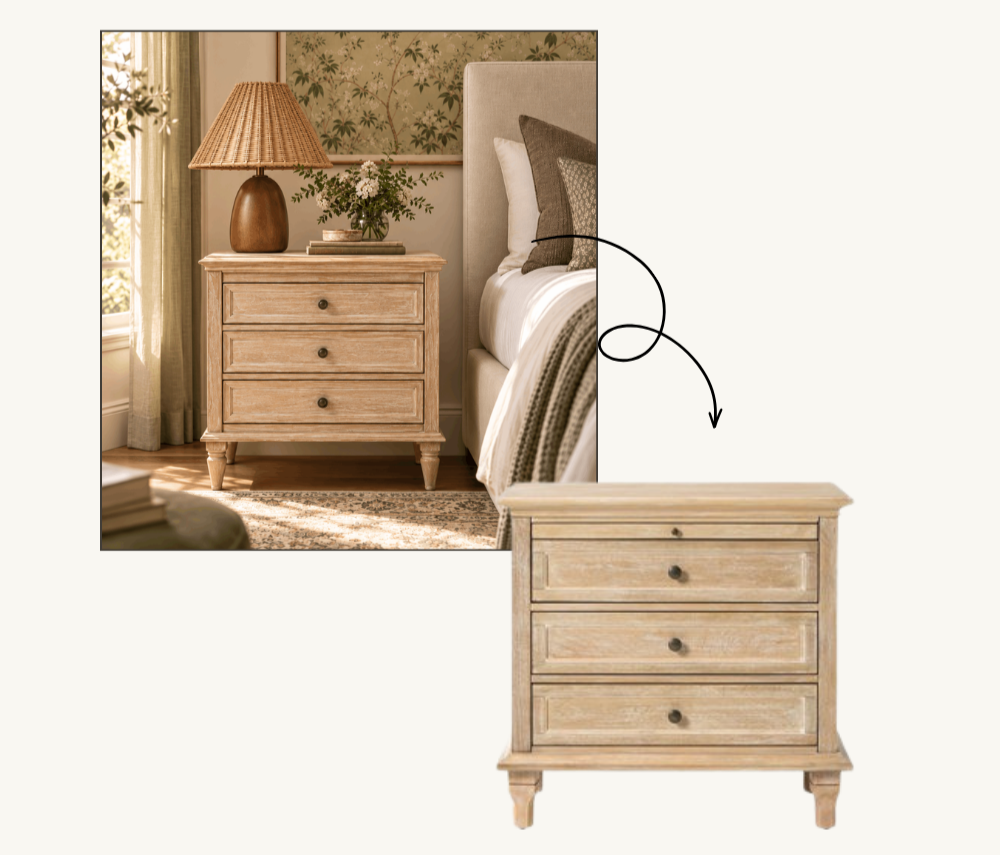 victoria nightstand light wood tone with charging and pull out tray