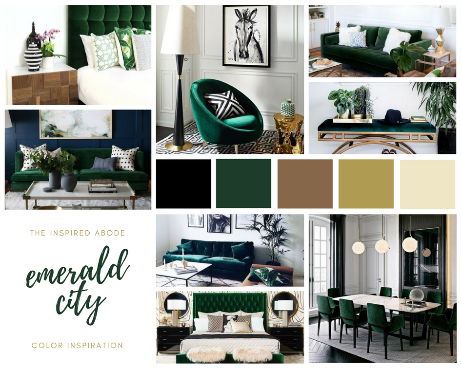 Emerald Green Black And Gold Living Room