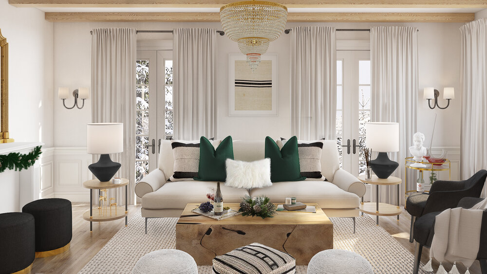Deck The Halls With This Cozy Glam Living Room Inspired Abode - Glam Style Home Decor