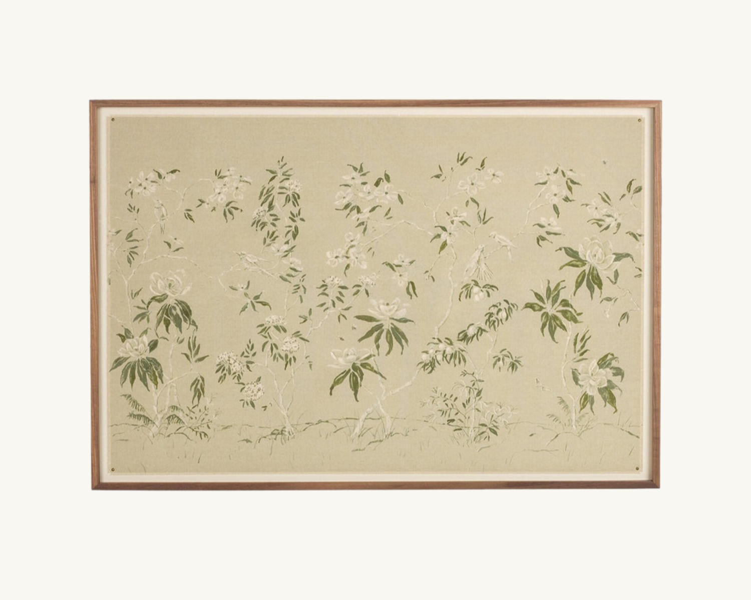 mcgee and co linen chinoiserie artwork frame linen print green tan